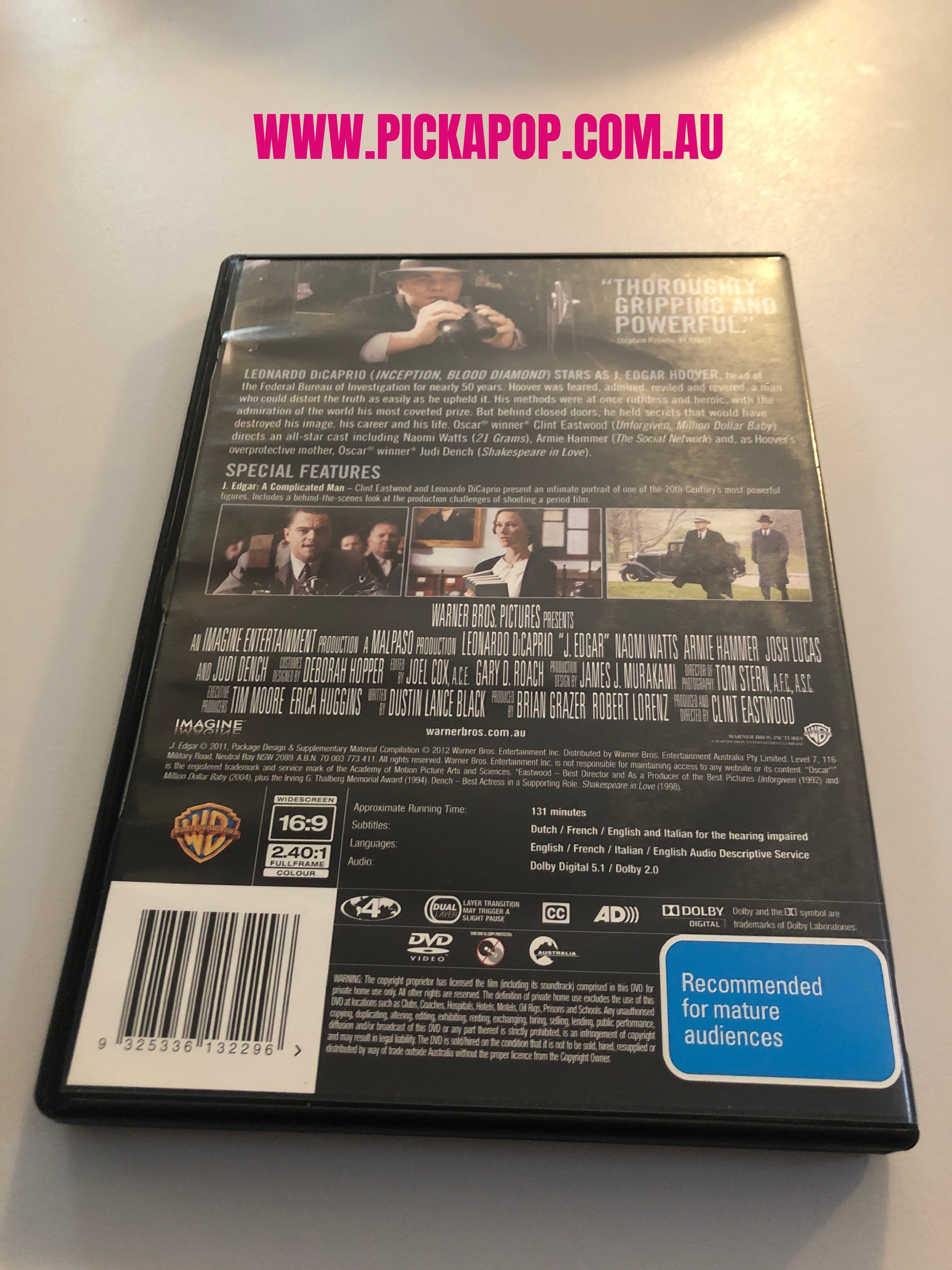 J EDGAR - (PAL Region 4) DVD Cleaned and Tested