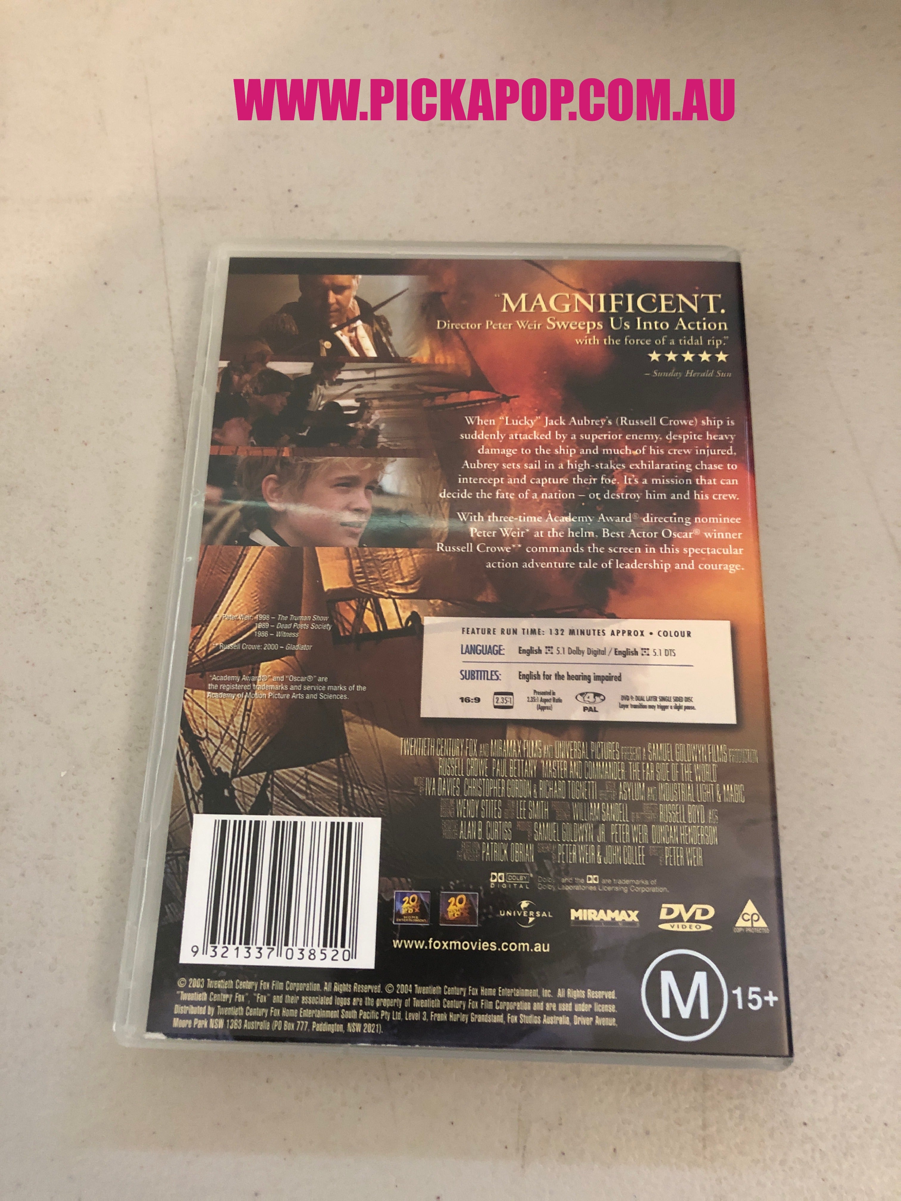 MASTER AND COMMANDER THE FAR SIDE OF THE WORLD - PAL Region 4 - DVD Cleaned and Tested