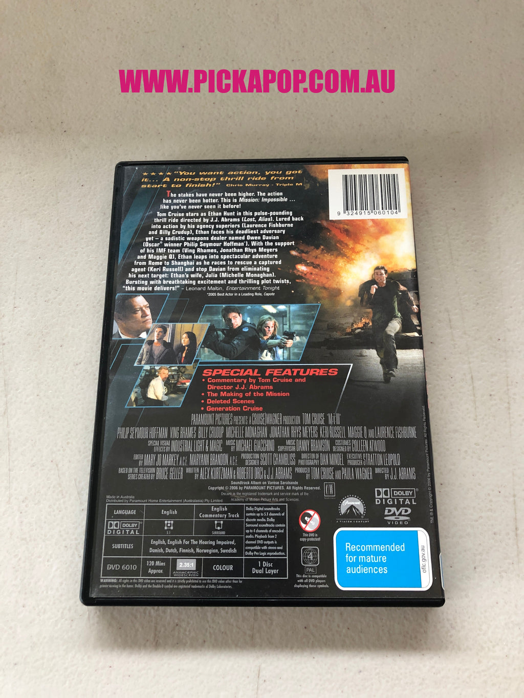 MISSION IMPOSSIBLE 111- PAL Region 4 - DVD Cleaned and Tested