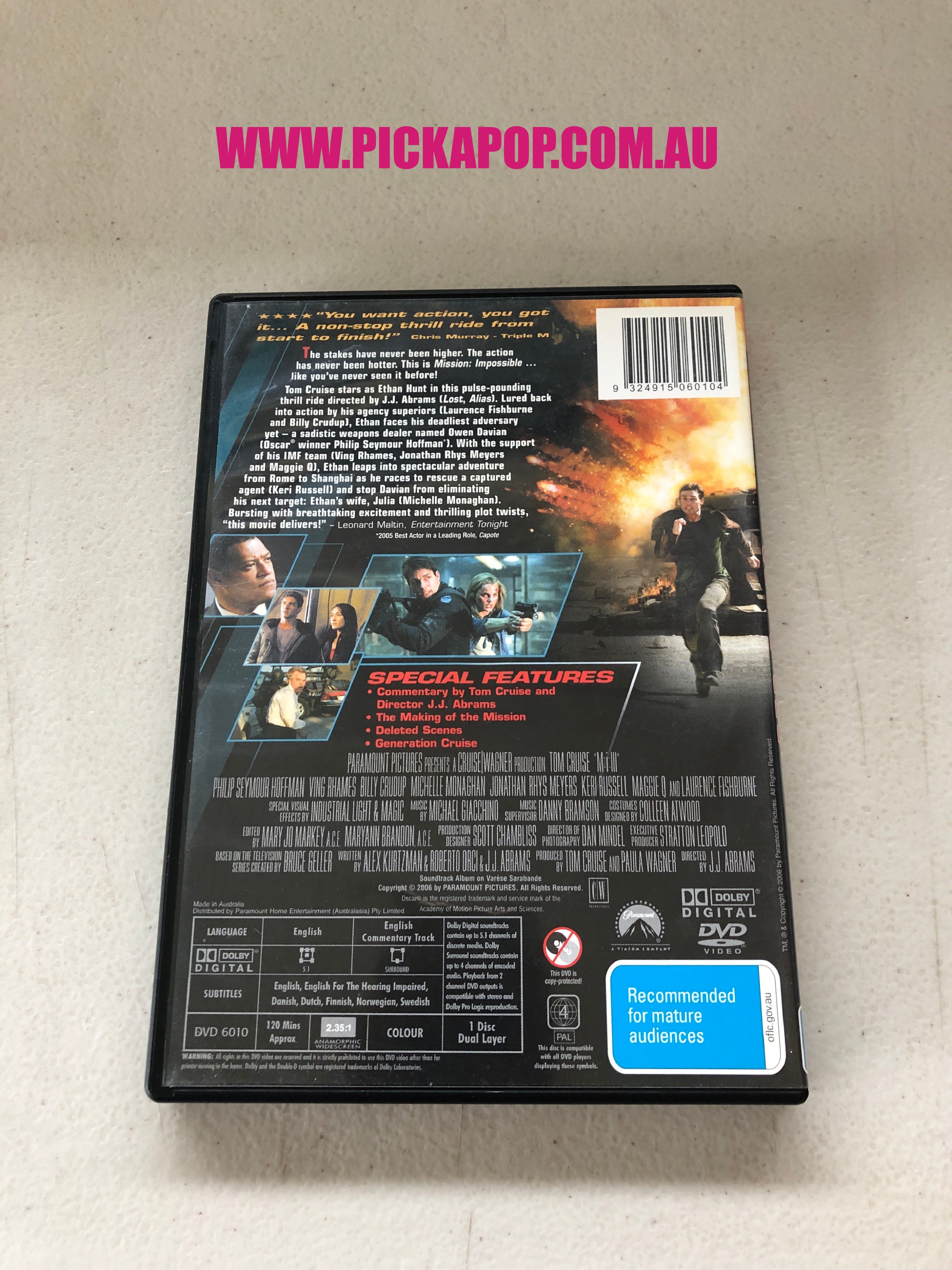 MISSION IMPOSSIBLE 111- PAL Region 4 - DVD Cleaned and Tested
