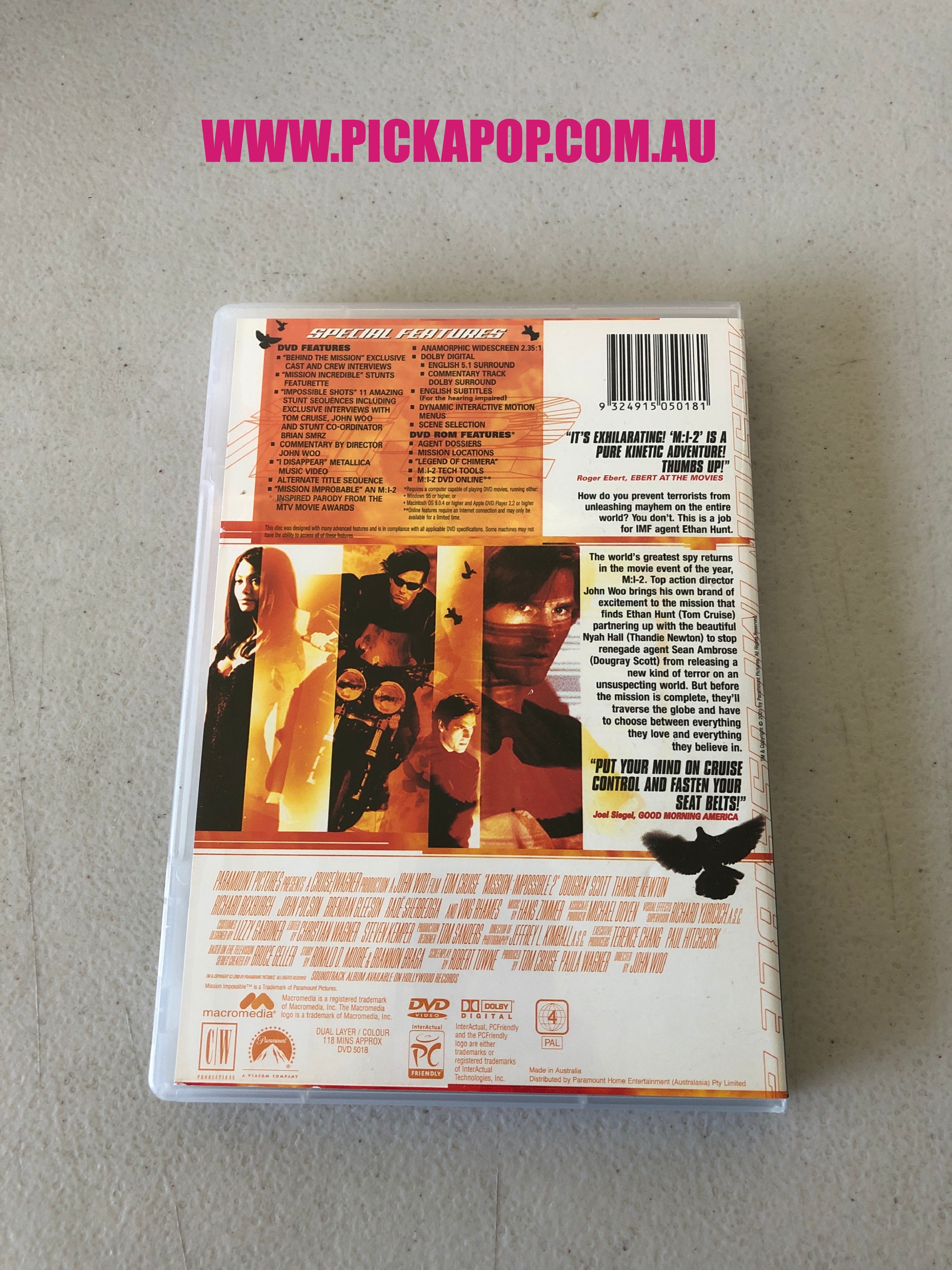MISSION IMPOSSIBLE - 2 - PAL Region 4 - DVD Cleaned and Tested