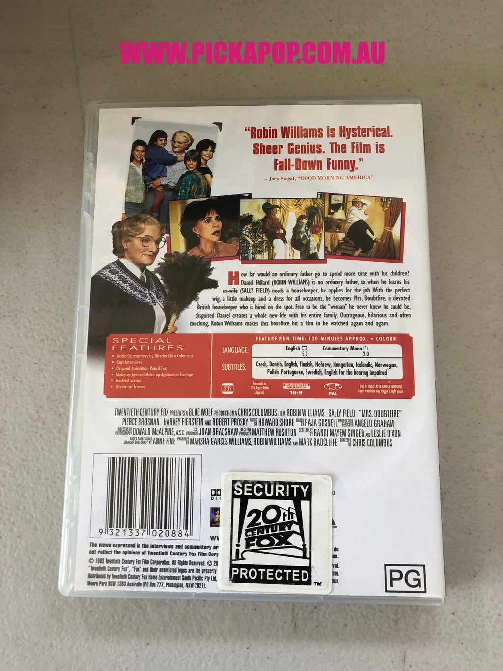 MRS DOUBTFIRE - PAL Region 4 - DVD Cleaned and Tested