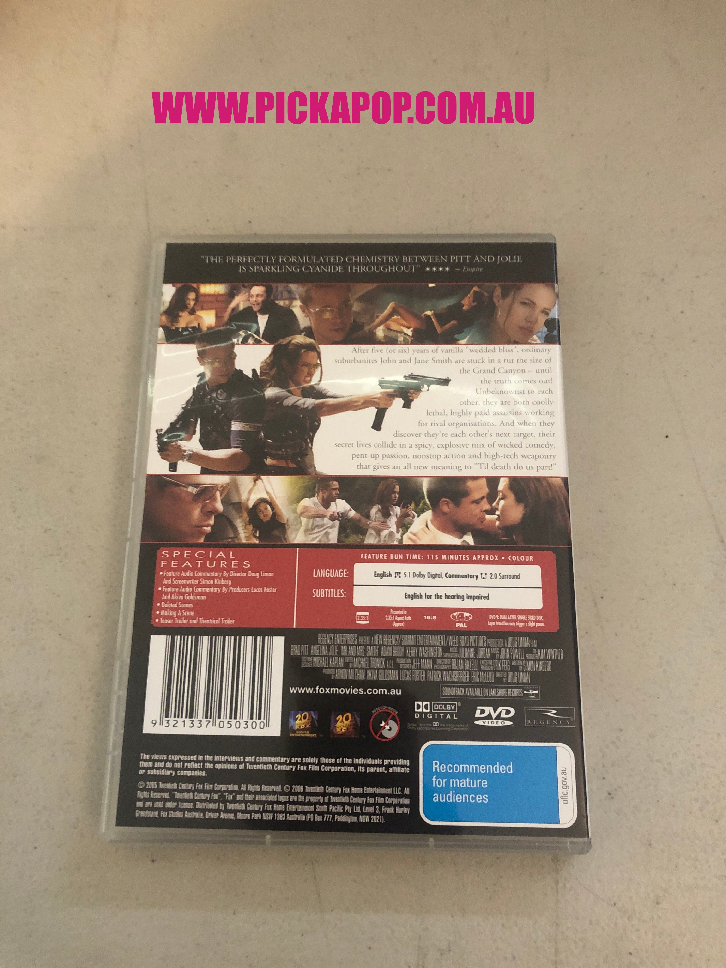 MR & MRS SMITH - PAL Region 4 - DVD Cleaned and Tested