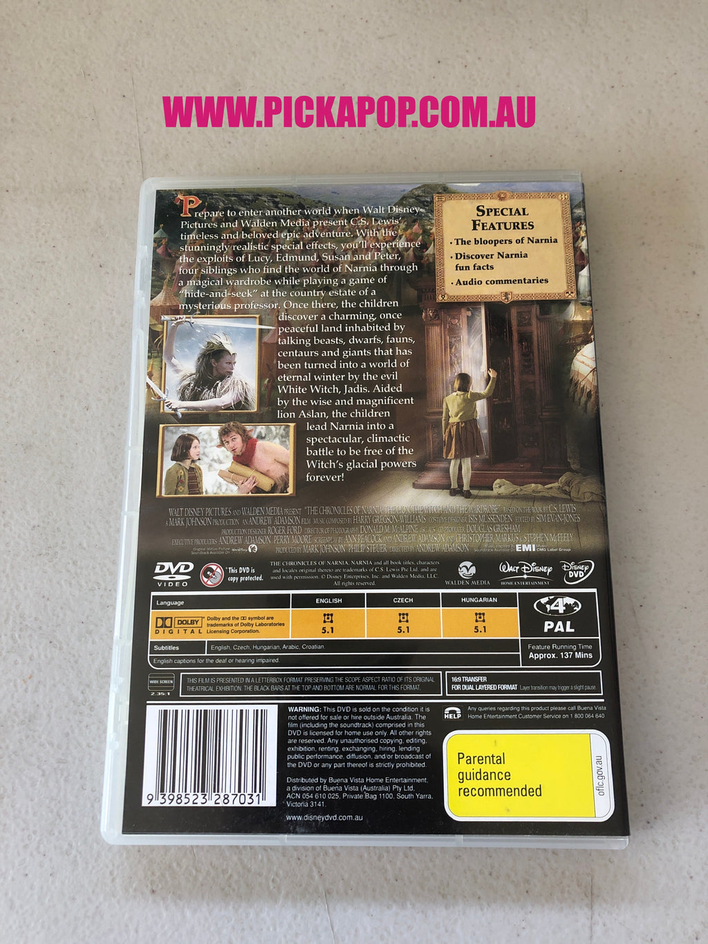 THE CHRONICLES OF NARNIA THE LION THE WITCH AND THE WARDROBE - PAL Region 4 - DVD Cleaned and Tested