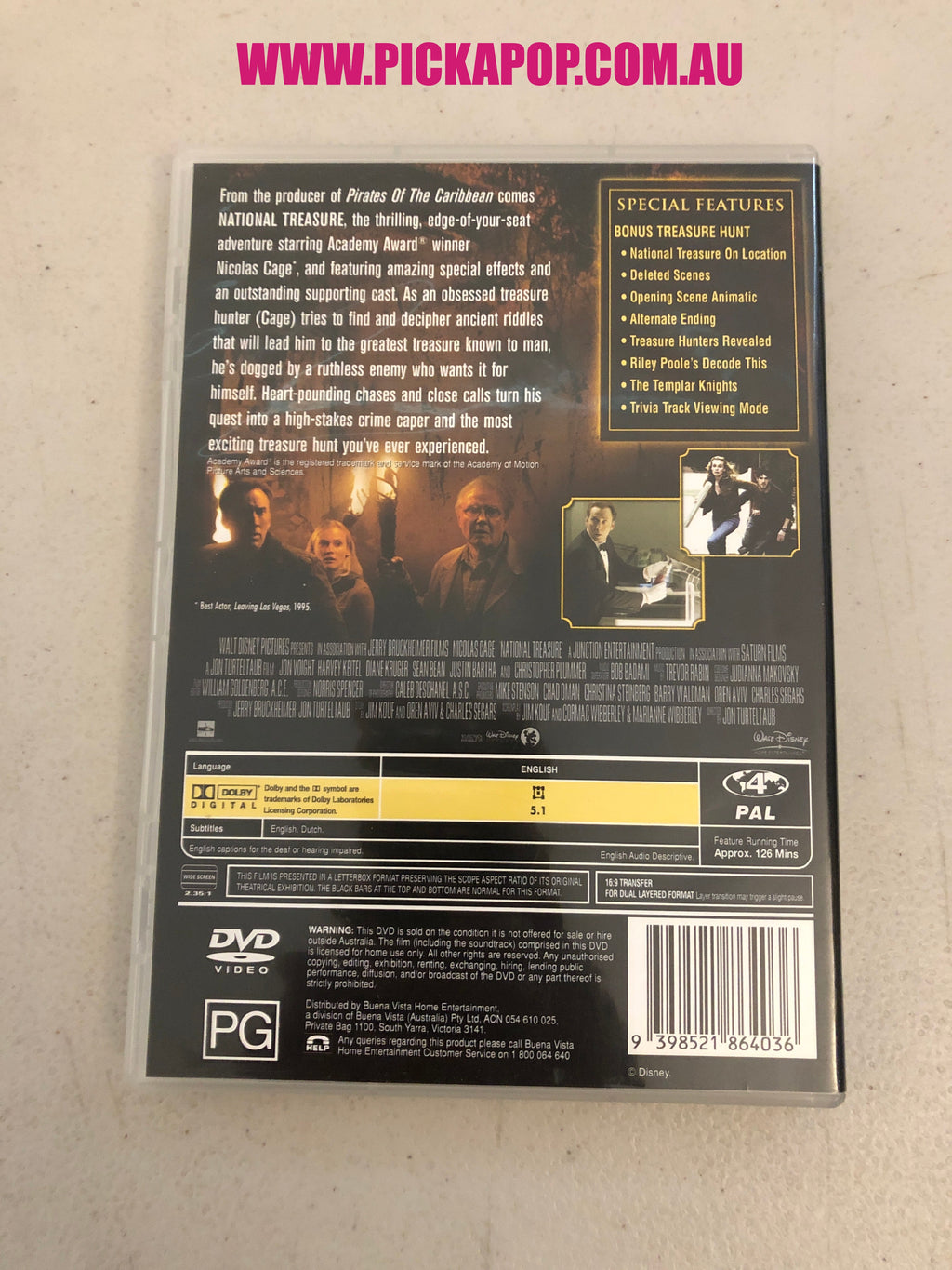 NATIONAL TREASURE - PAL Region 4 - DVD Cleaned and Tested