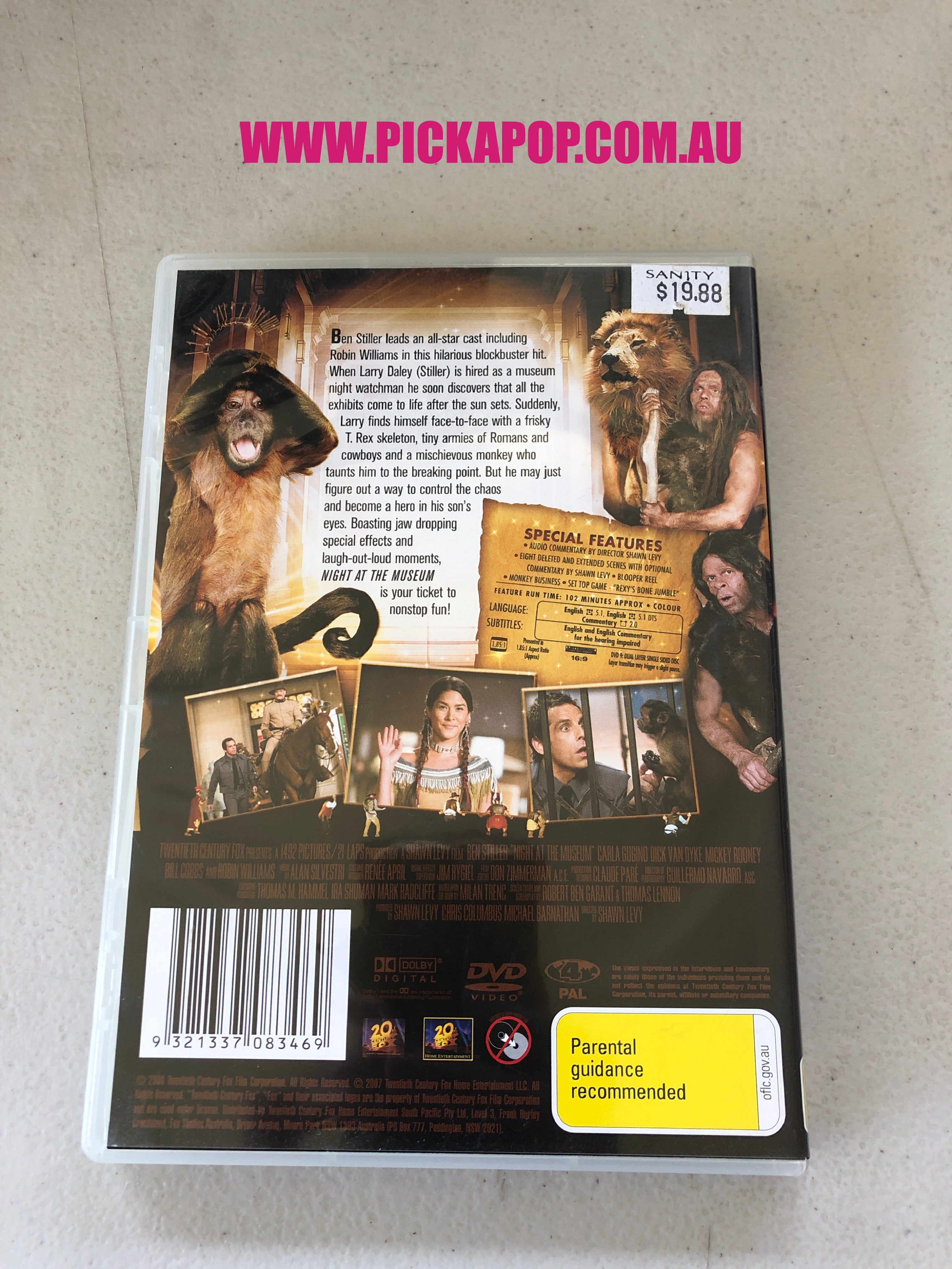 NIGHT AT THE MUSEUM - PAL Region 4 - DVD Cleaned and Tested