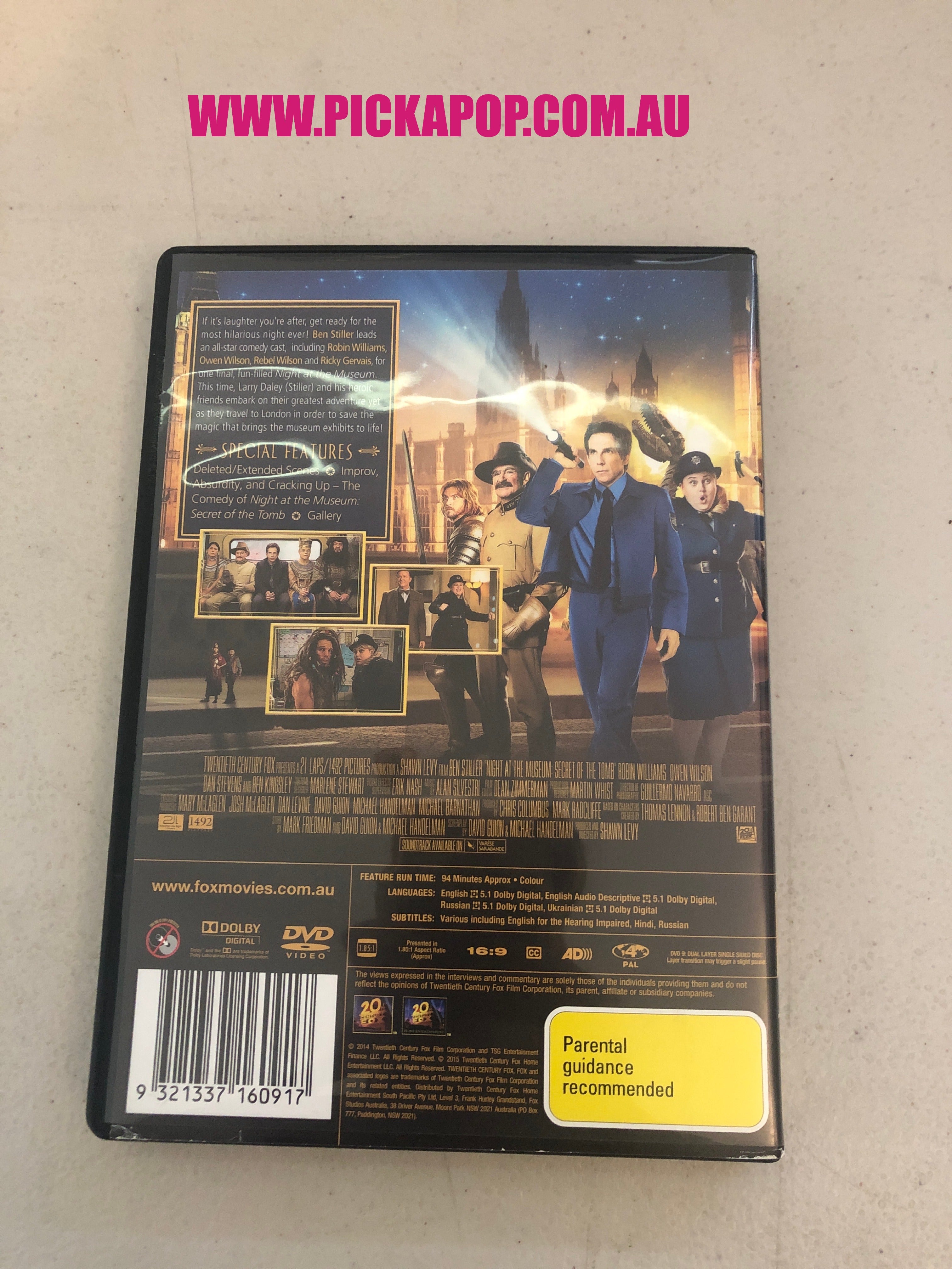 NIGHT AT THE MUSEUM SECRET OF THE TOMB - PAL Region 4 - DVD Cleaned and Tested