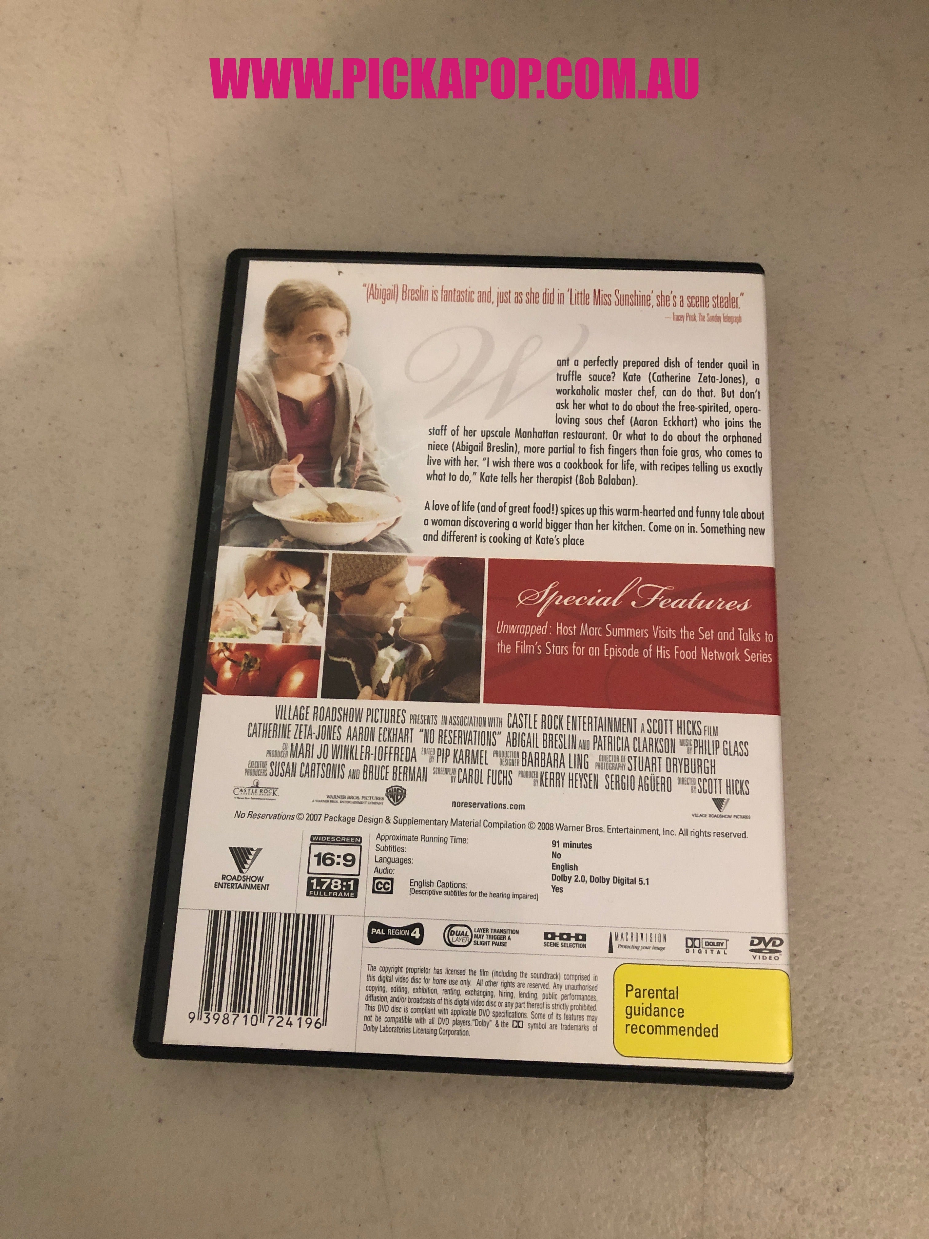 NO RESERVATIONS  - PAL Region 4 - DVD Cleaned and Tested