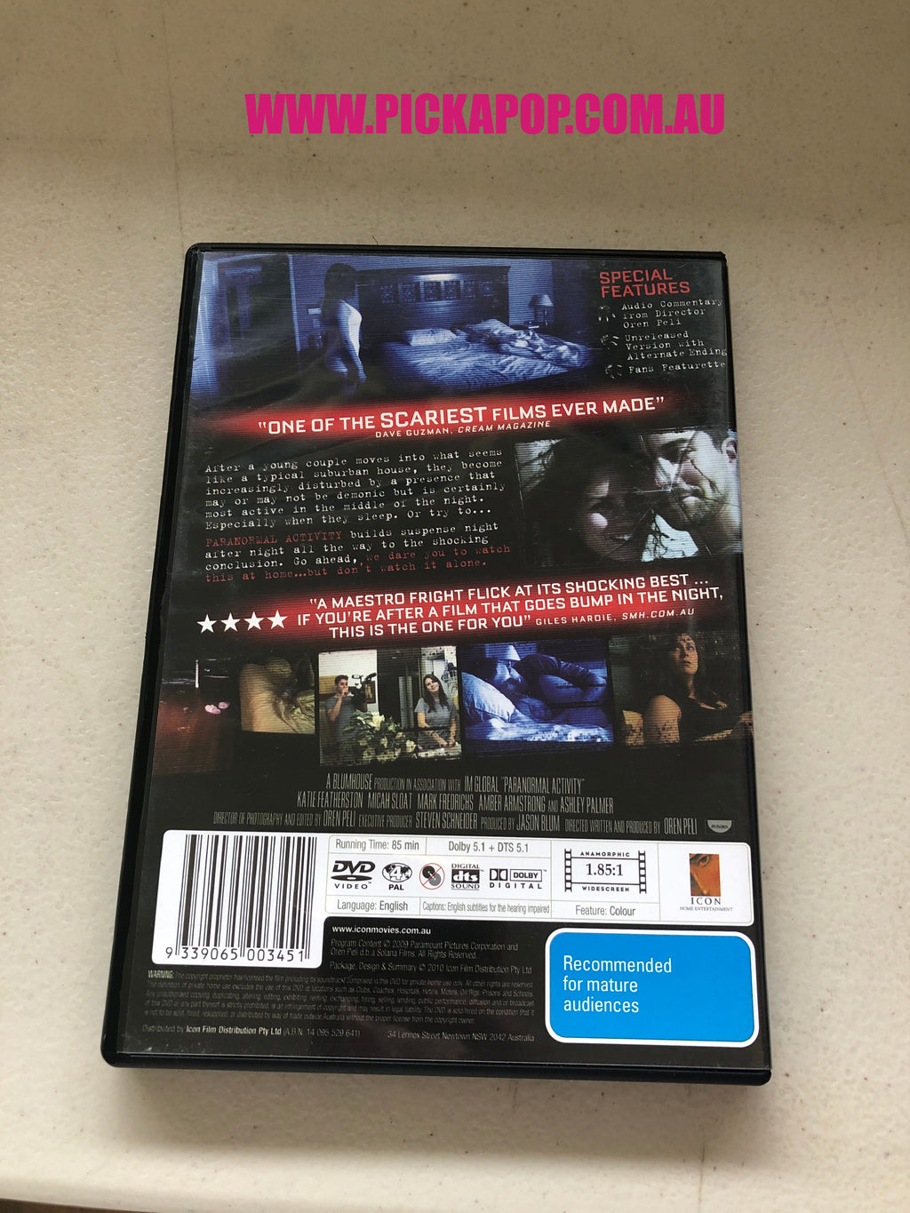 PARANORMAL ACTIVITY - PAL Region 4 - DVD Cleaned and Tested
