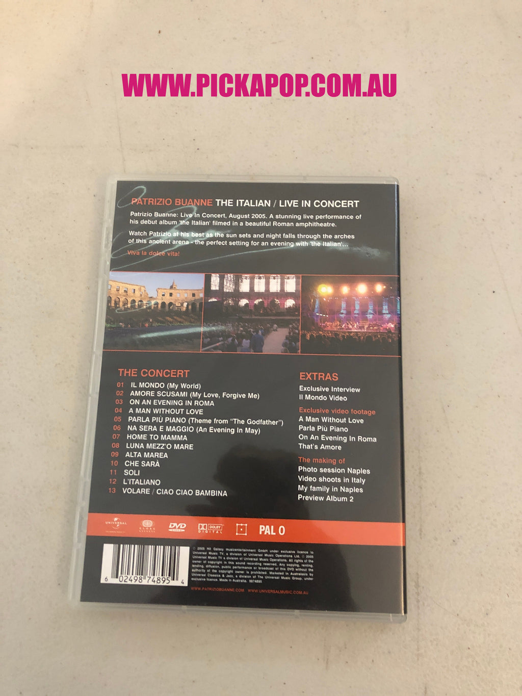 PATRIZIO BUANNE LIVE IN CONCERT - PAL Region 4 - DVD Cleaned and Tested