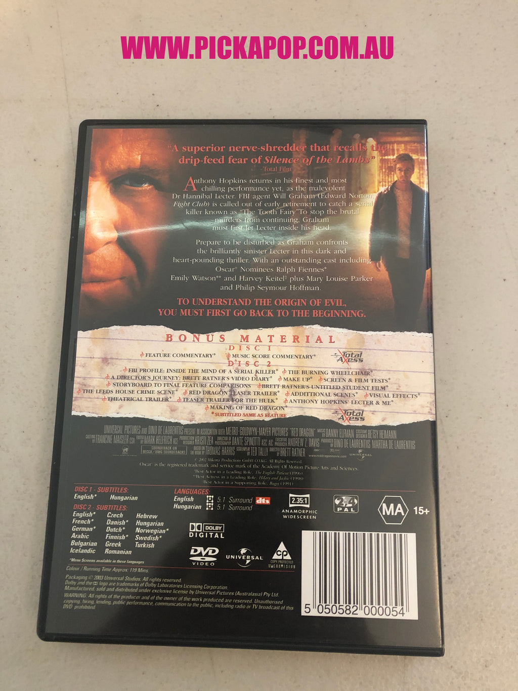 RED DRAGON 2 DISC EDITION - PAL Region 4 -DVD Cleaned and Tested