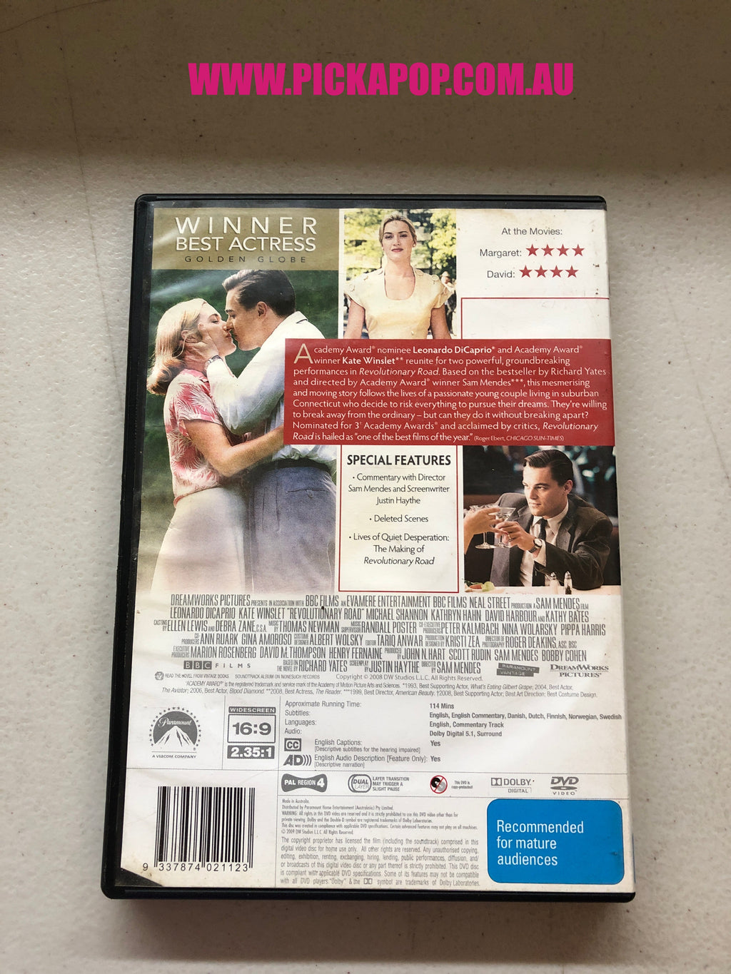 REVOLUTIONARY ROAD - PAL Region 4 - DVD Cleaned and Tested