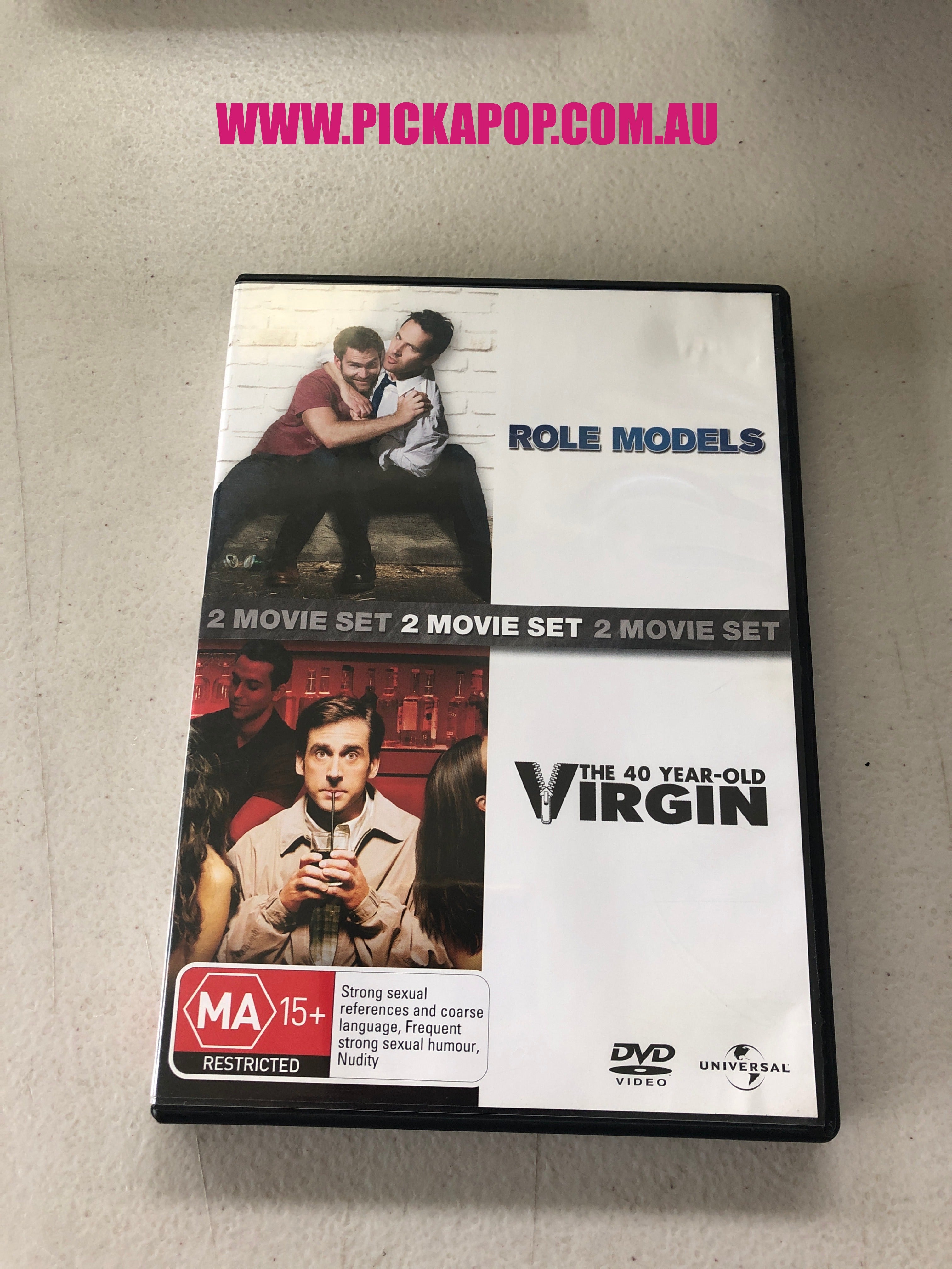 ROLE MODELS,THE 40 YEAR OLD VIRGIN (2 MOVIE SET) - PAL Region 4 - DVD Cleaned and Tested
