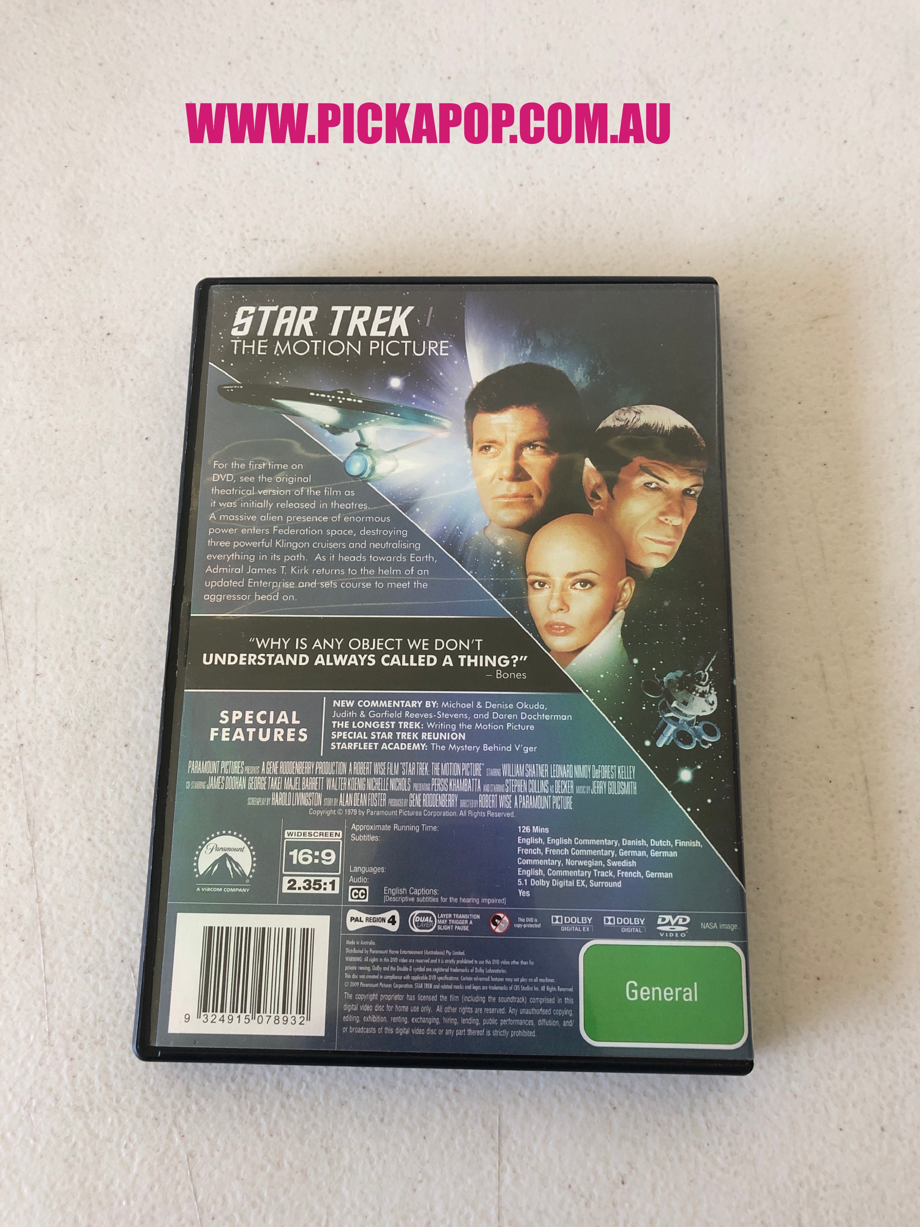 STAR TREK THE MOTION PICTURE -  PAL Region 4 - DVD Cleaned and Tested