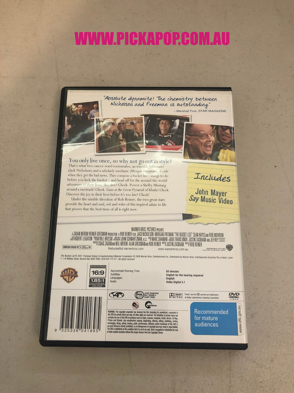 THE BUCKET LIST - PAL Region 4 - DVD Cleaned and Tested