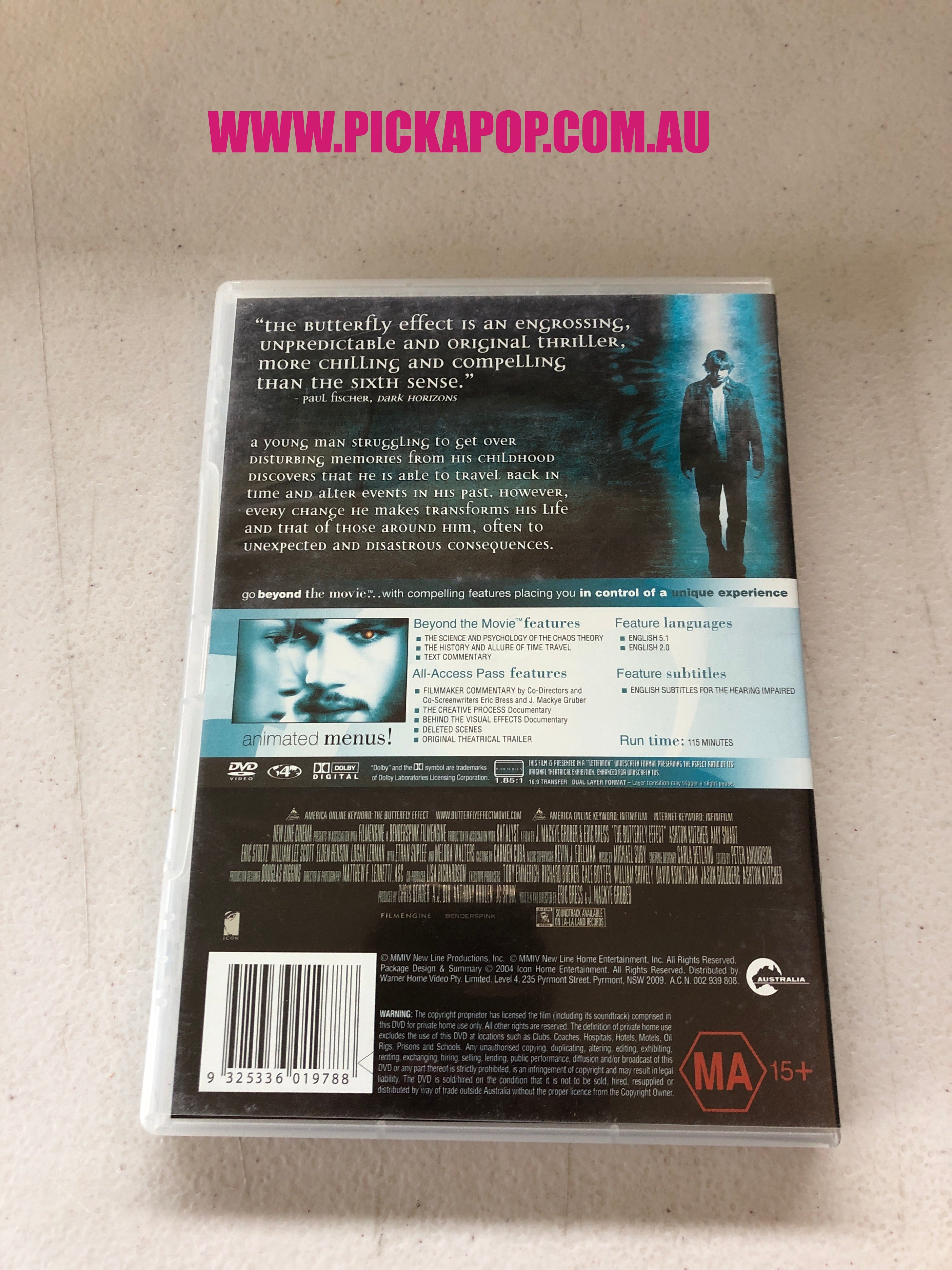 THE BUTTERFLY EFFECT - PAL Region 4 - DVD Cleaned and Tested