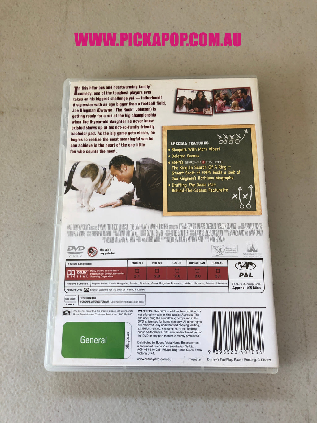 THE GAME PLAN - PAL Region 4 - DVD Cleaned and Tested