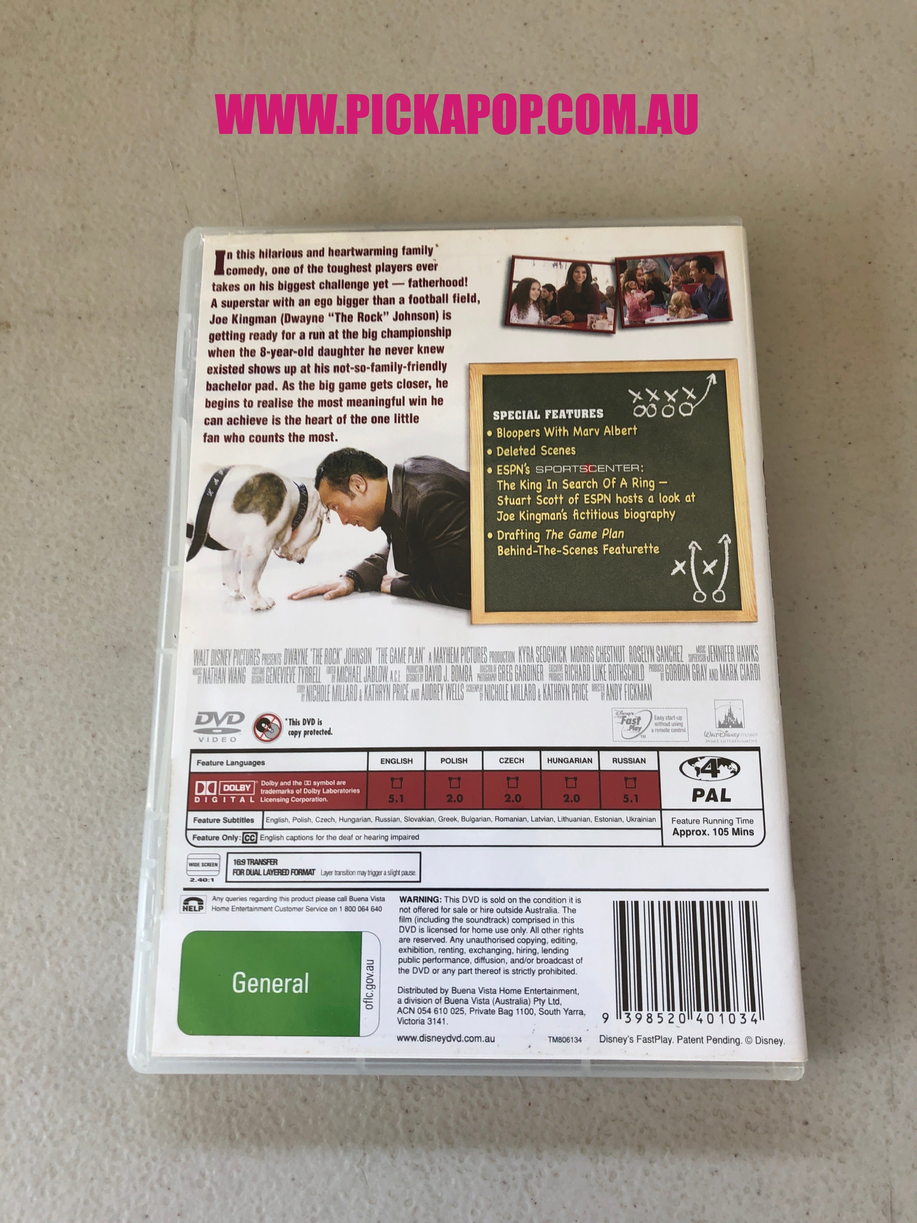 THE GAME PLAN - PAL Region 4 - DVD Cleaned and Tested