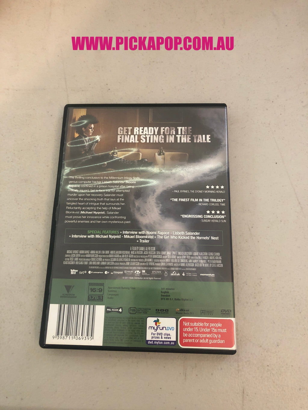 THE GIRL WHO KICKED THE HORNETS NEST - PAL Region 4 - DVD Cleaned and Tested
