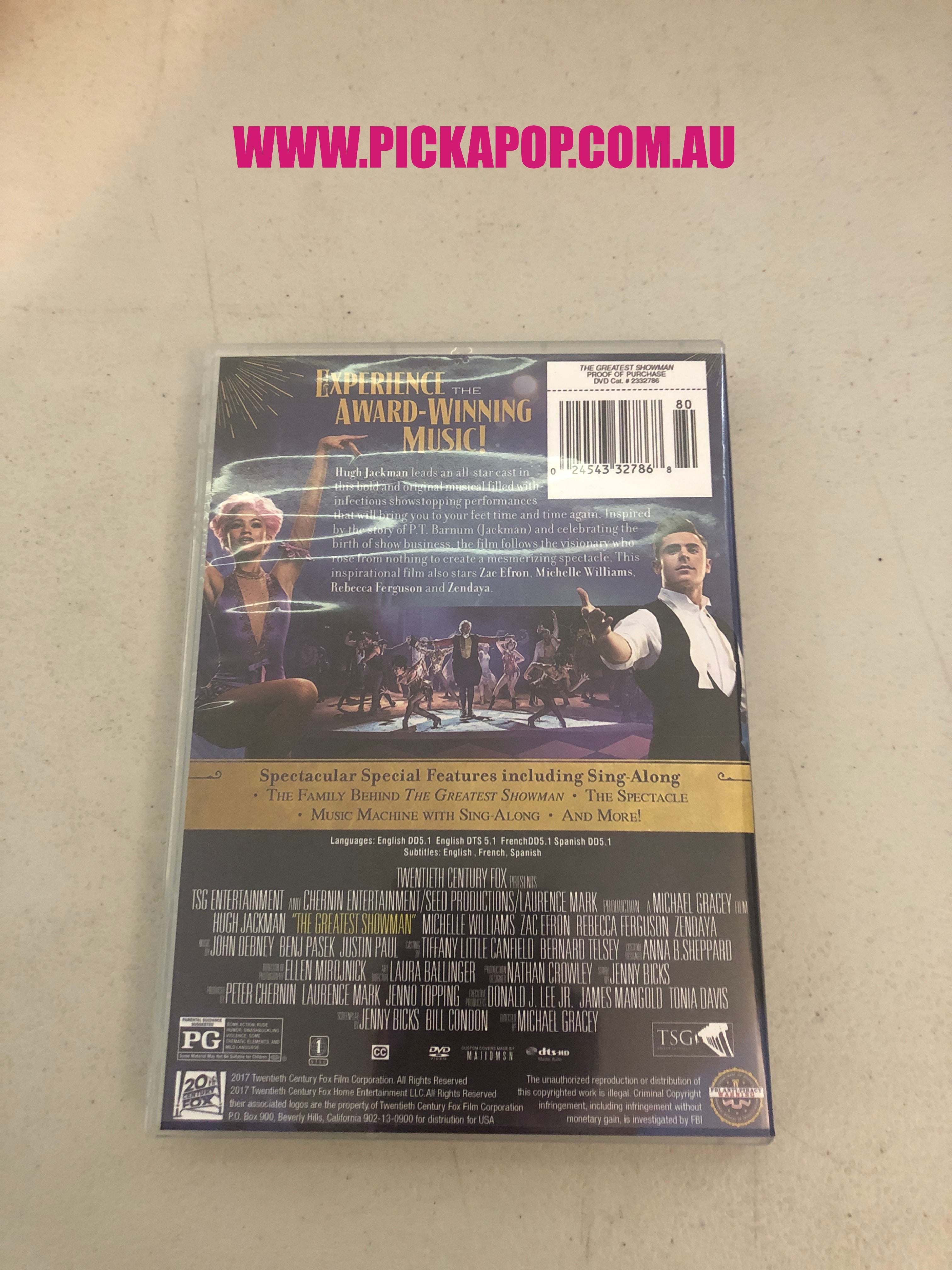 THE GREATEST SHOWMAN - PAL Region 4 - DVD Cleaned and Tested