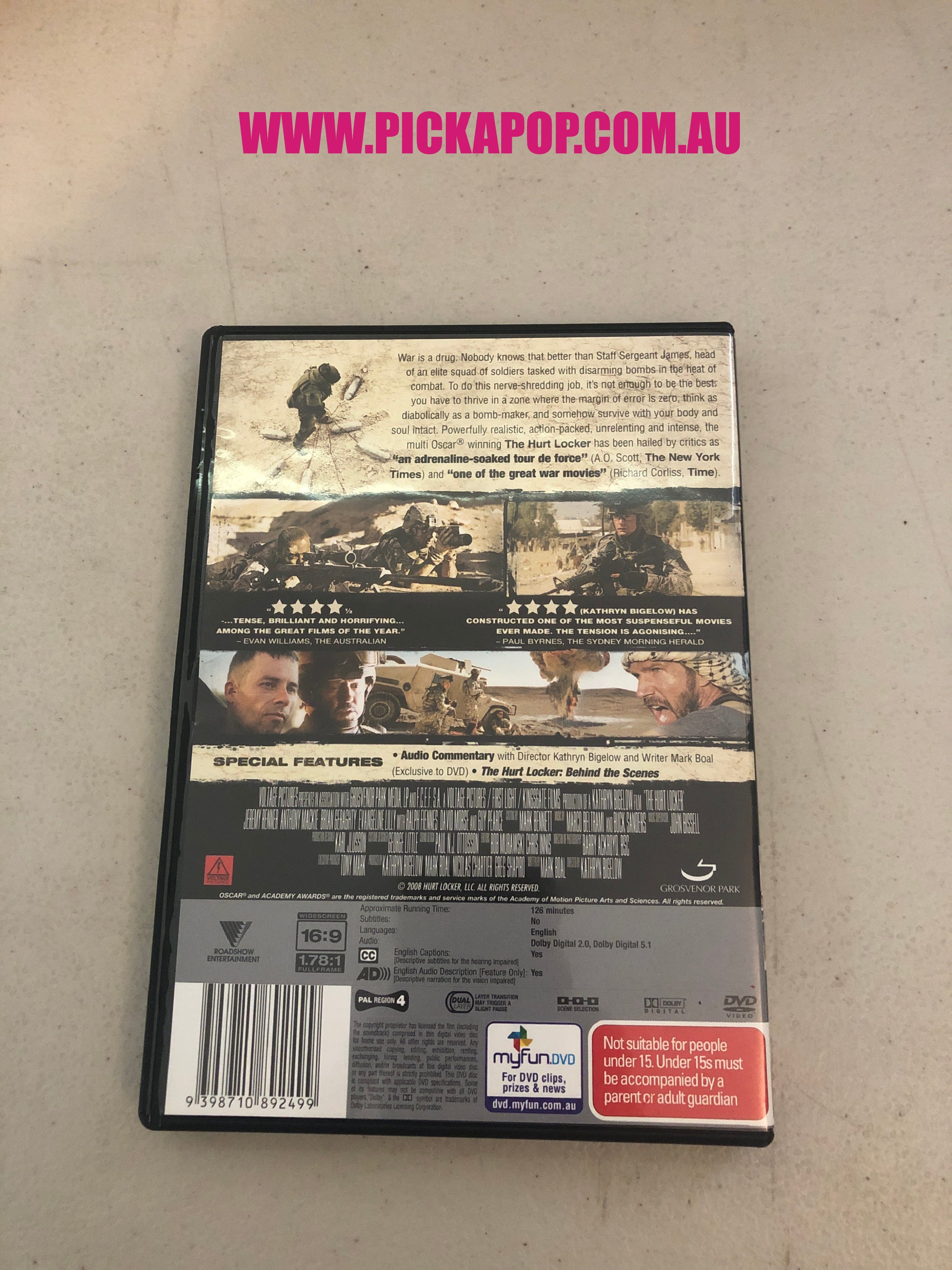 THE HURT LOCKER,PAL Region 4 - DVD Cleaned and Tested