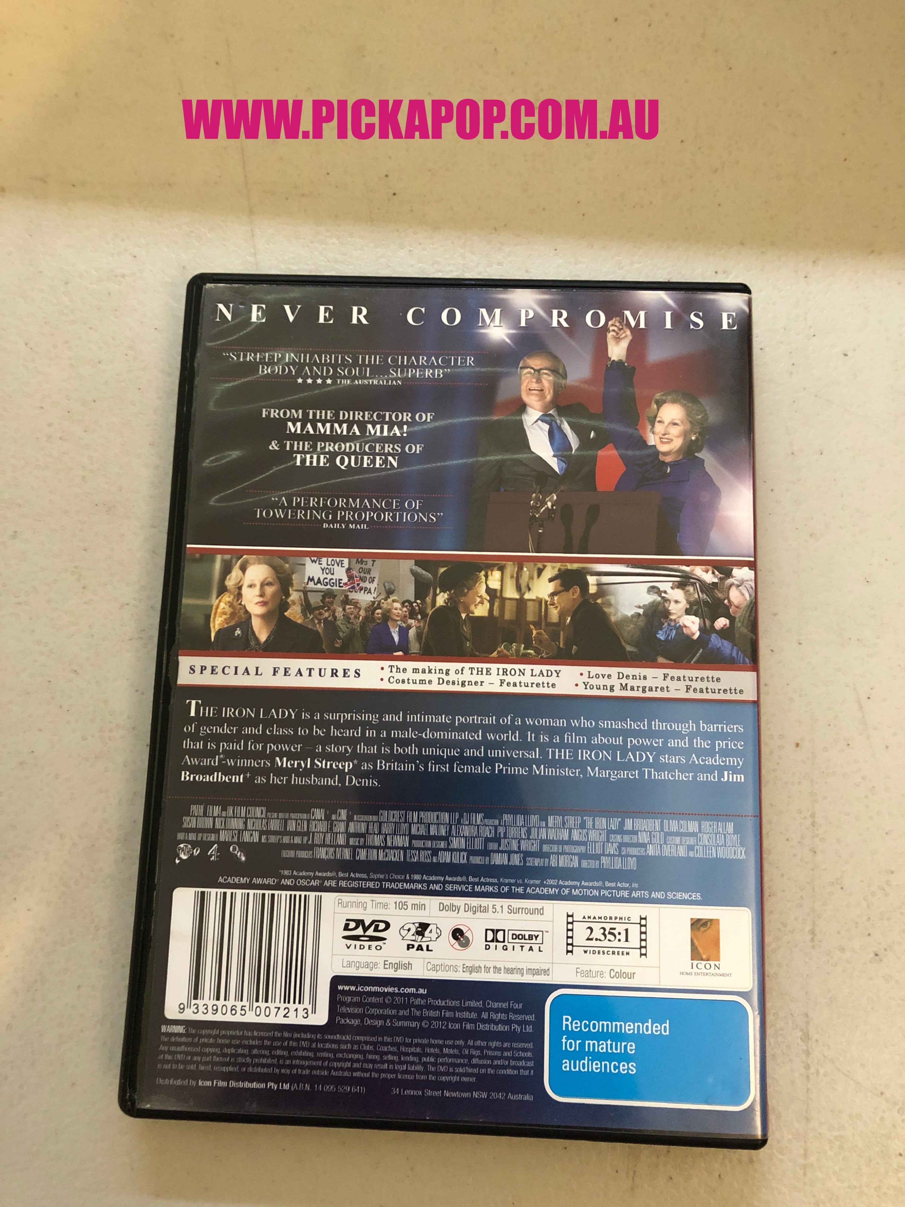 THE IRON LADY - PAL Region 4 - DVD Cleaned and Tested
