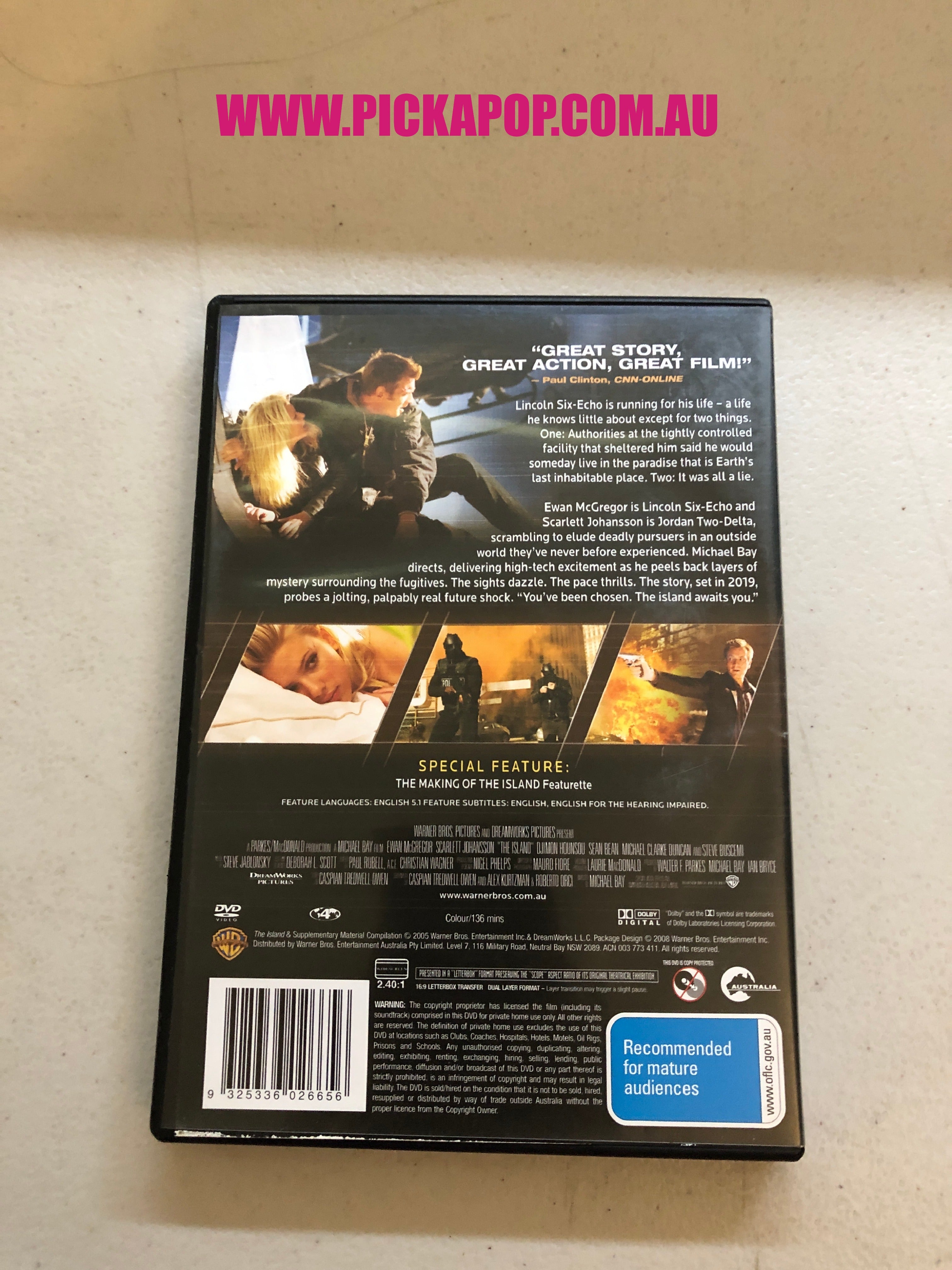 THE ISLAND - PAL Region 4 - DVD Cleaned and Tested