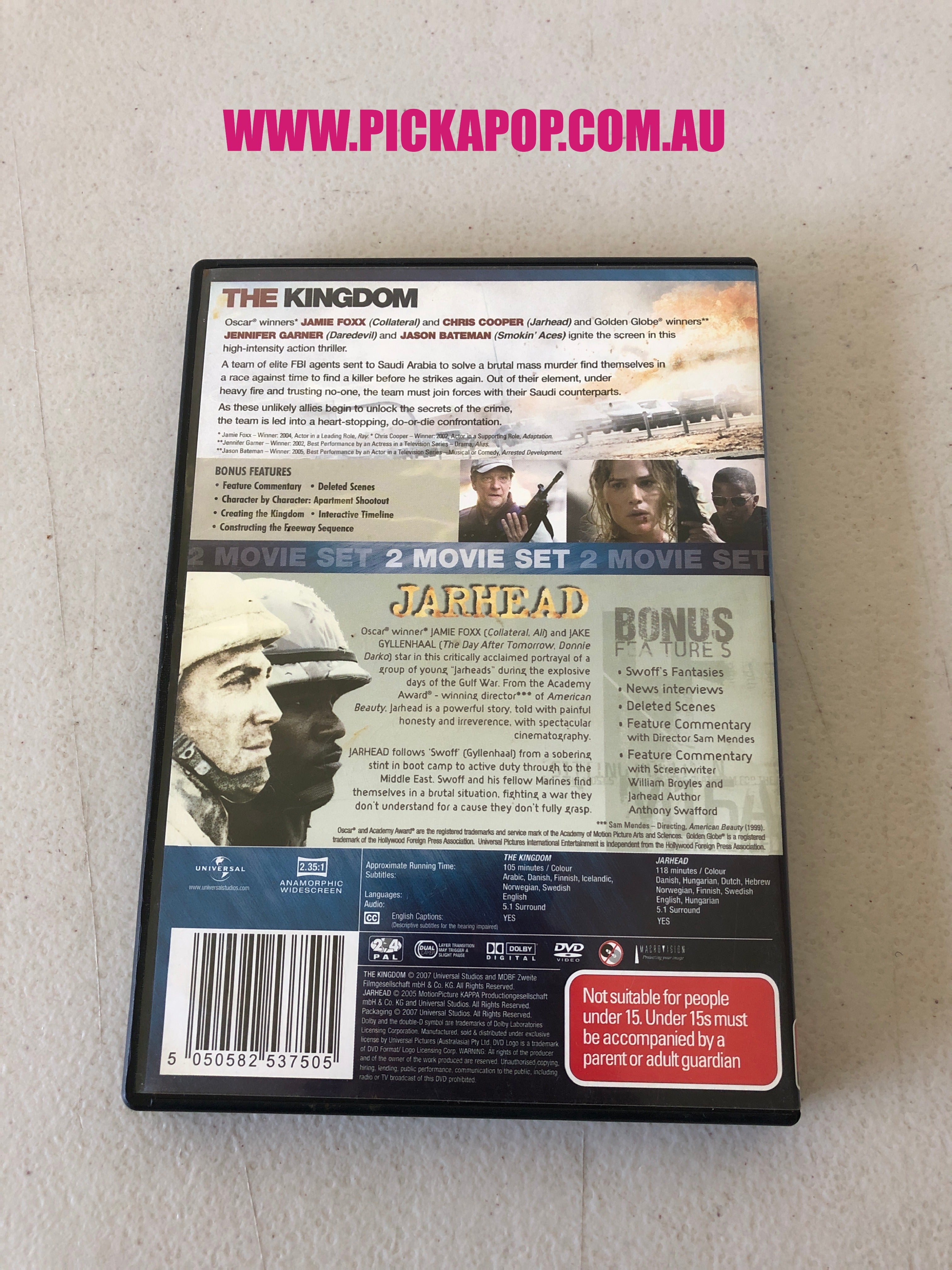 THE KINGDOM AND JARHEAD 2 MOVIE SET - PAL Region 4 - DVD Cleaned and Tested