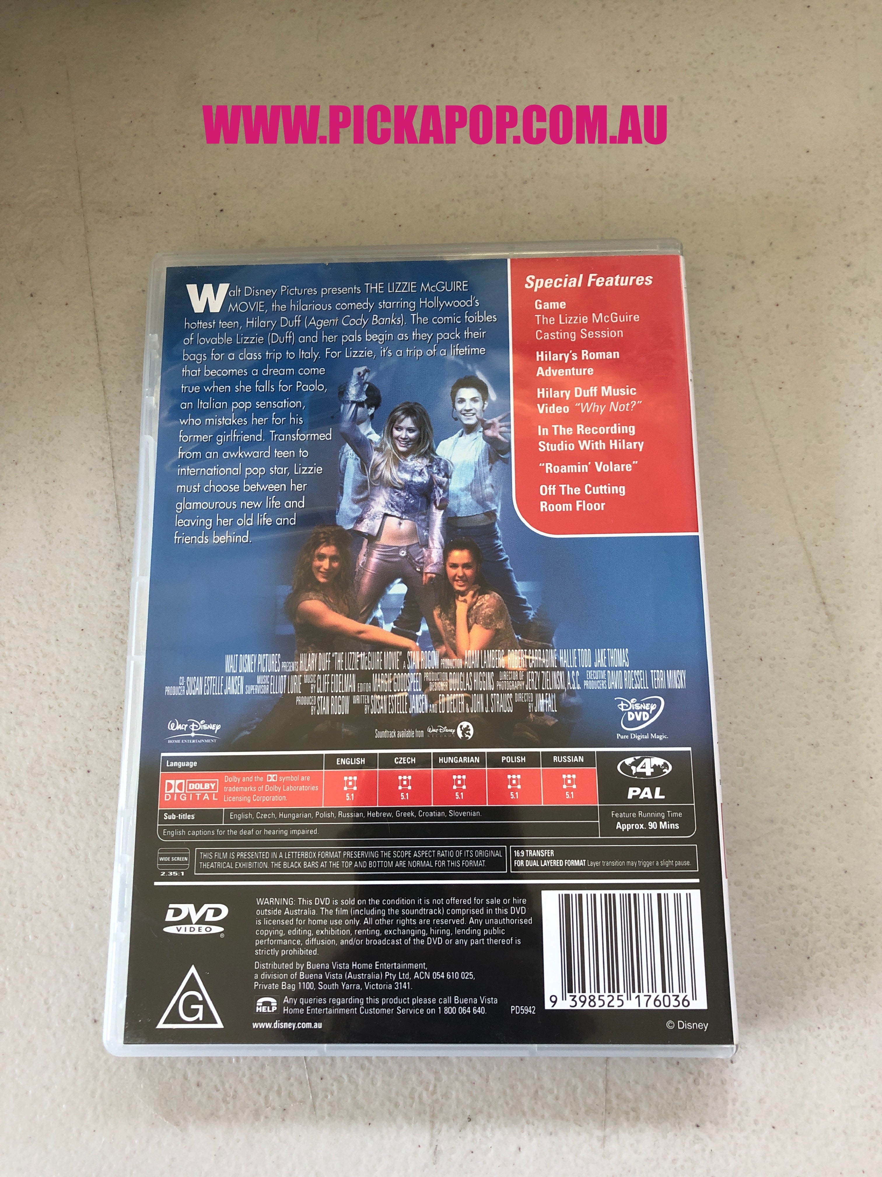 THE LIZZIE MCGUIRE MOVIE - PAL Region 4 - DVD Cleaned and Tested