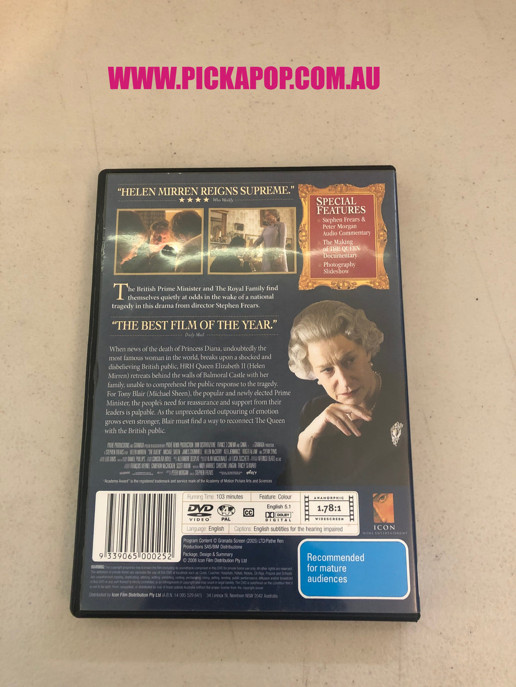 THE QUEEN - PAL Region 4 - DVD Cleaned and Tested