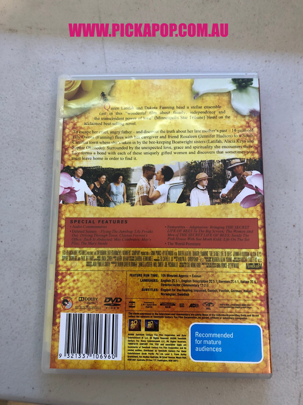 THE SECRET LIFE OF BEES - PAL Region 4 - DVD Cleaned and Tested