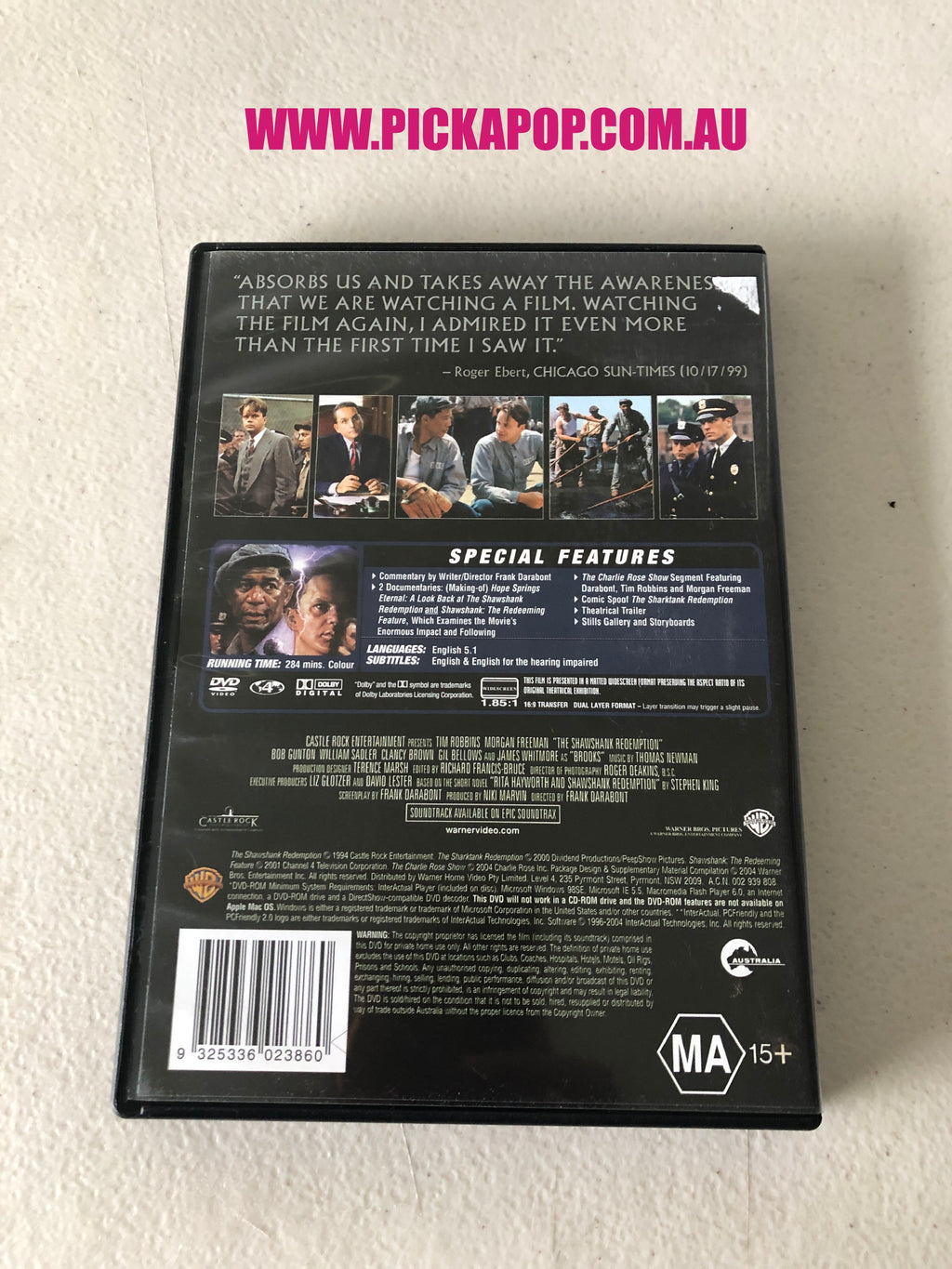 THE SHAWSHANK REDEMPTION - PAL Region 4 - DVD Cleaned and Tested