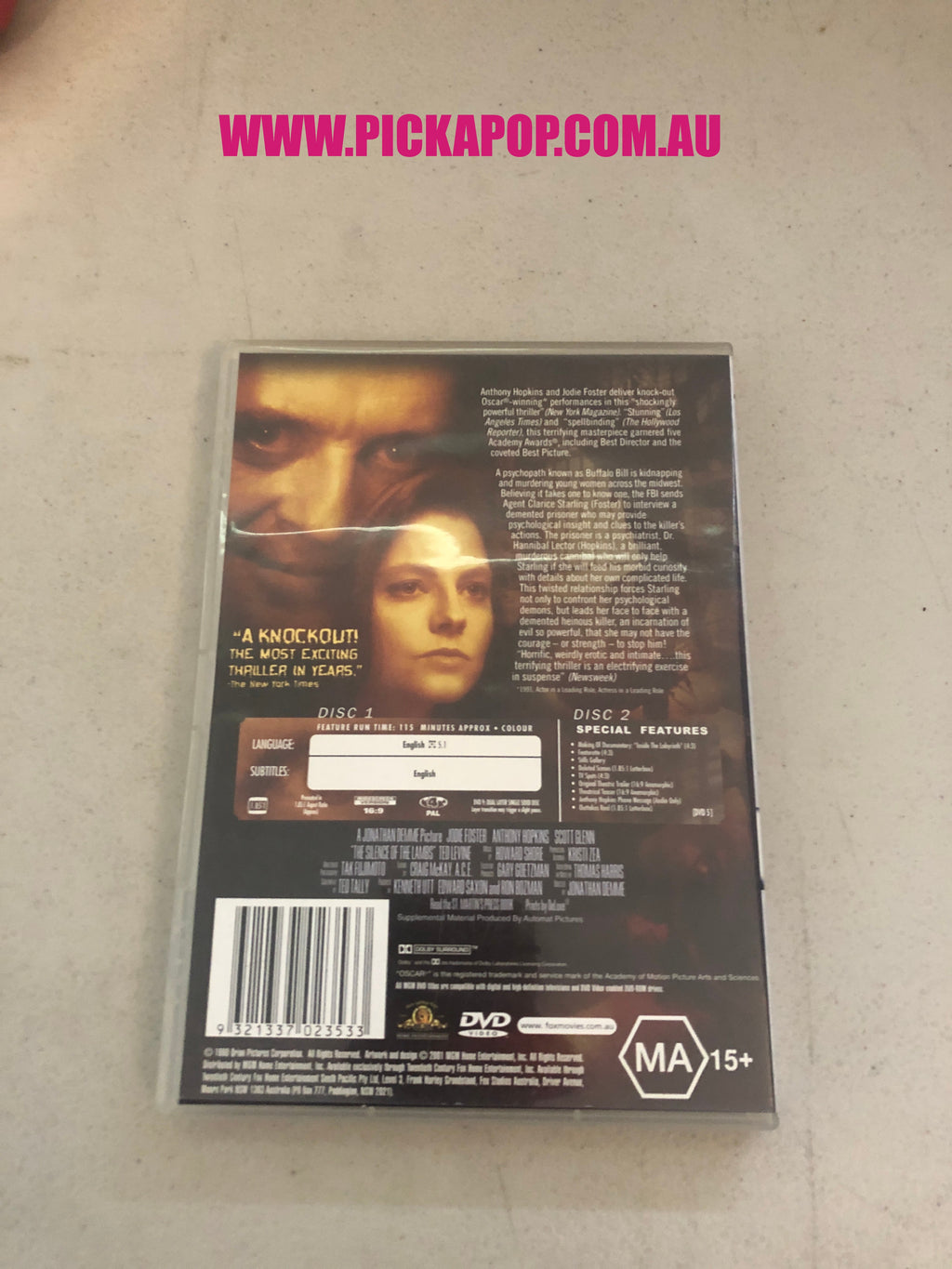 THE SILENCE OF THE LAMBS - PAL Region 4 - DVD Cleaned and Tested