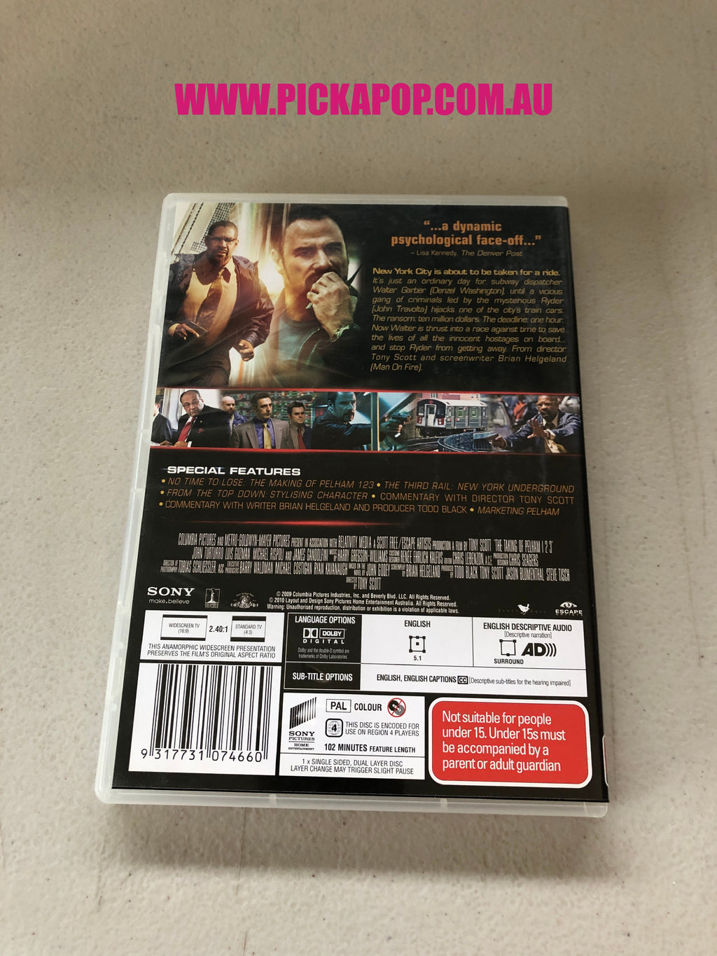 THE TAKING OF PELHAM 123- PAL Region 4 - DVD Cleaned and Tested