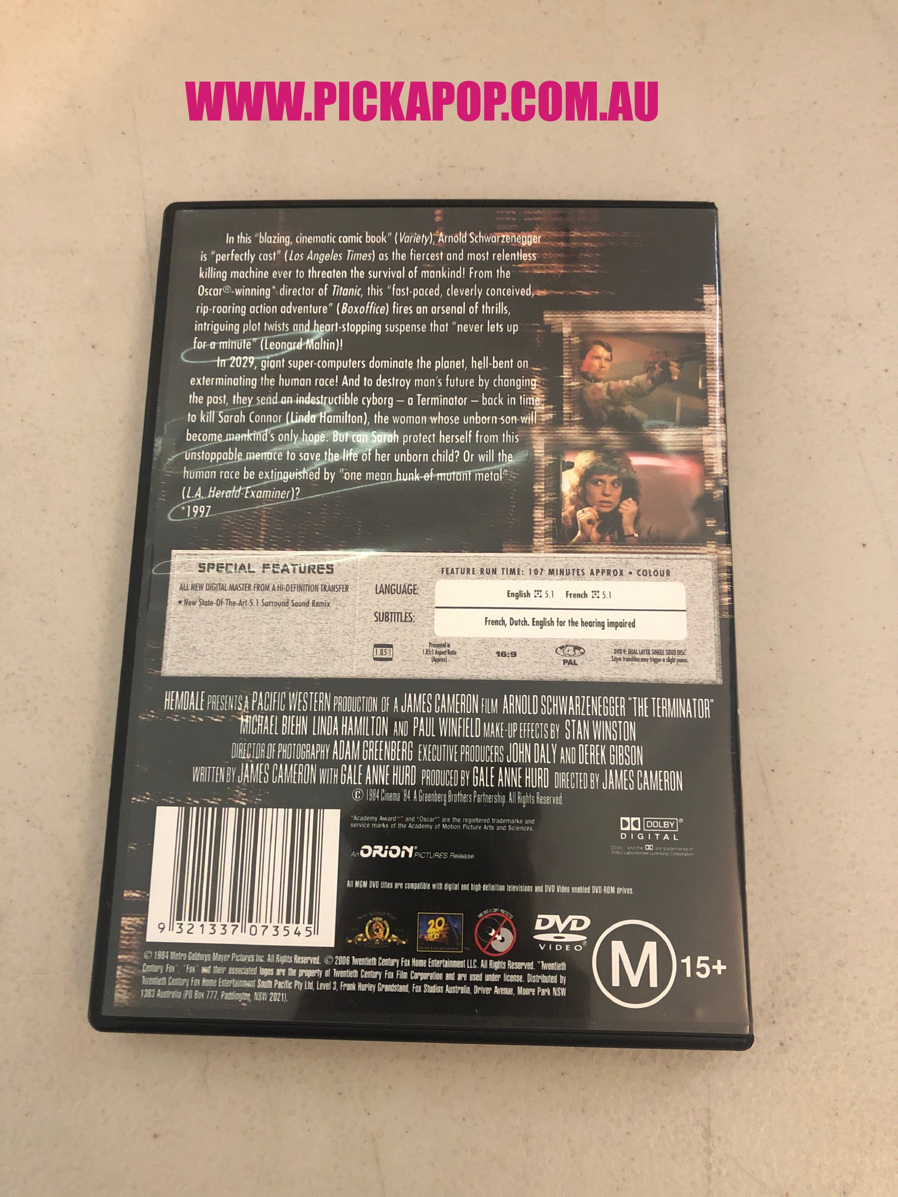 THE TERMINATOR - PAL Region 4 - DVD Cleaned and Tested