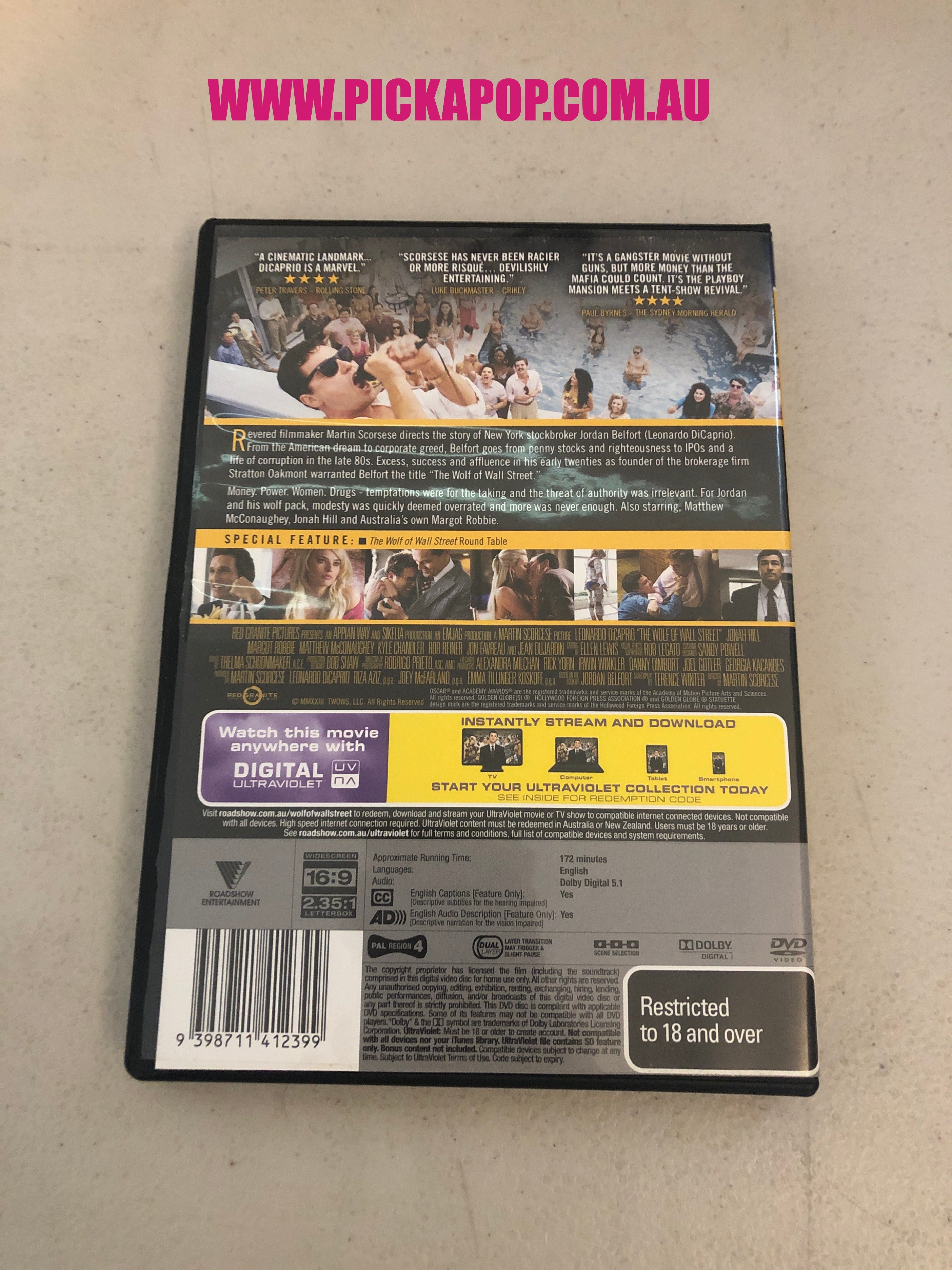 THE WOLF OF WALL STREET - PAL Region 4 - DVD Cleaned and Tested
