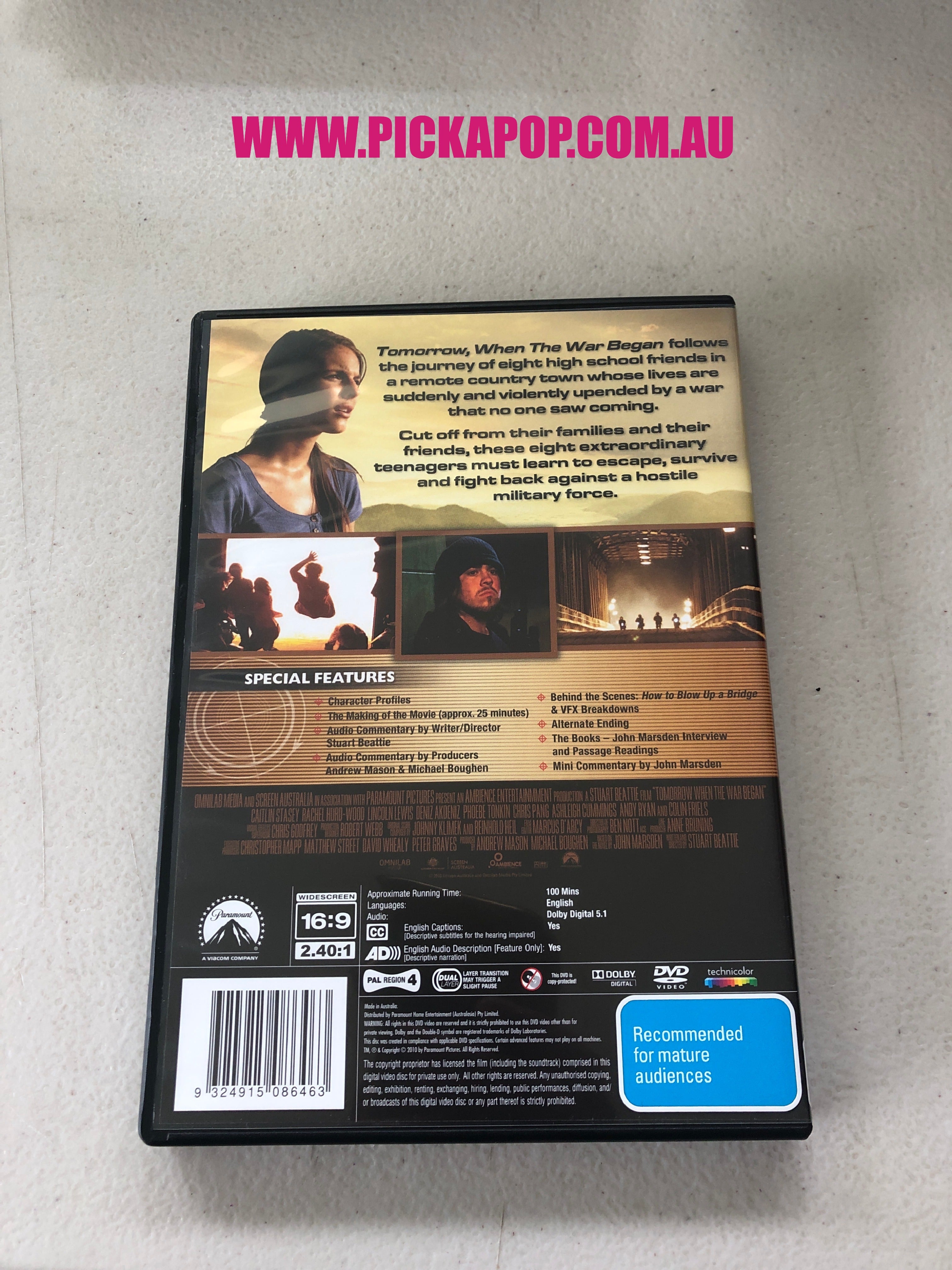 TOMORROW WHEN THE WAR BEGAN - PAL Region 4 - DVD Cleaned and Tested