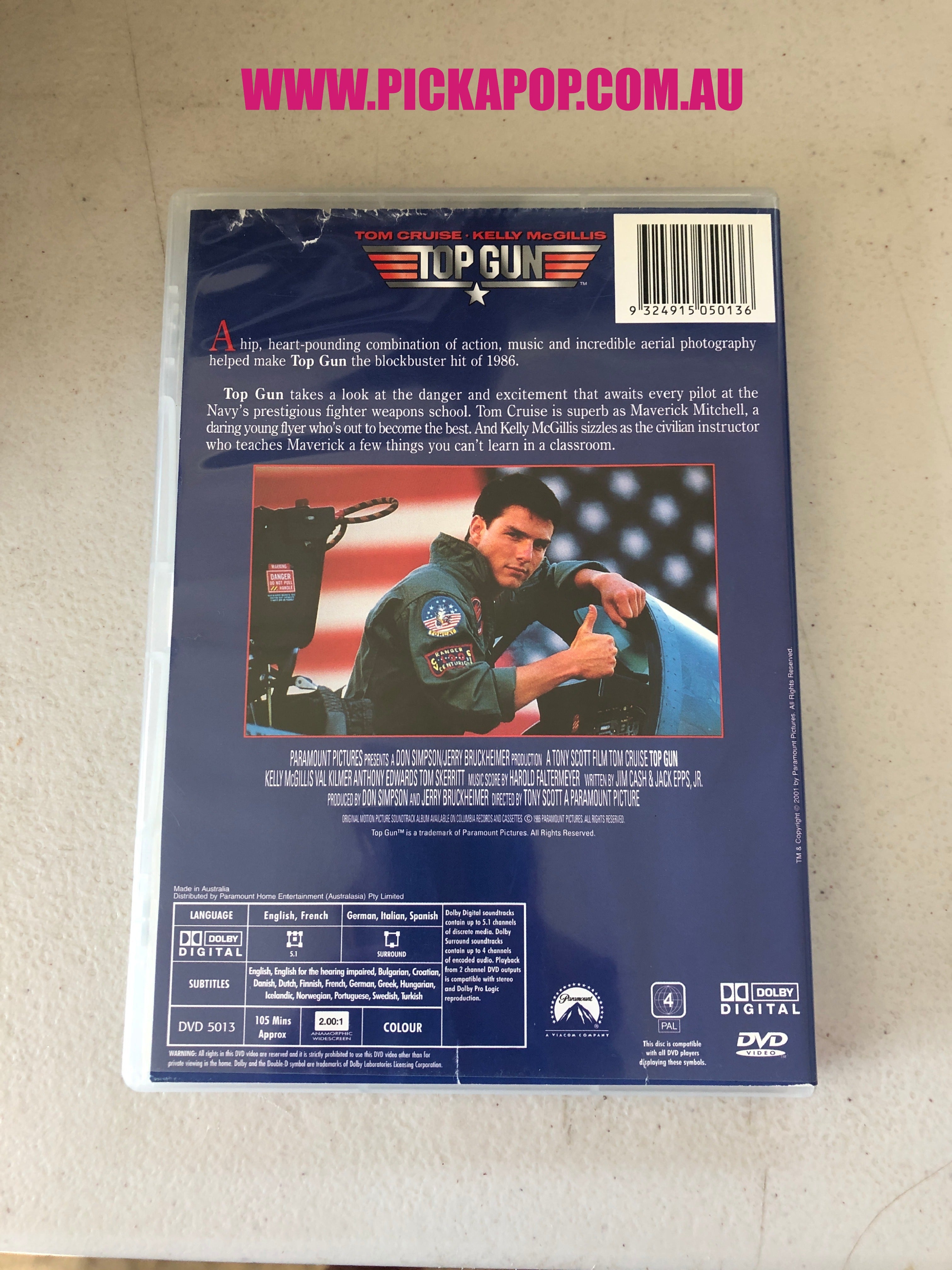 TOP GUN - PAL Region 4 - DVD Cleaned and Tested