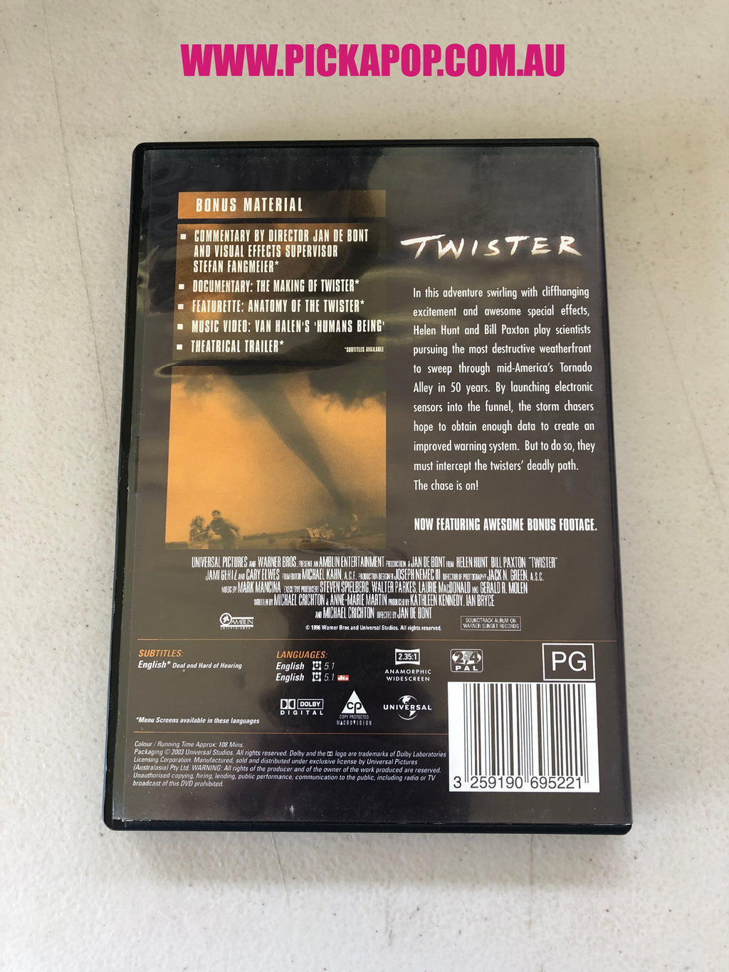 TWISTER - PAL Region 4 - DVD Cleaned and Tested