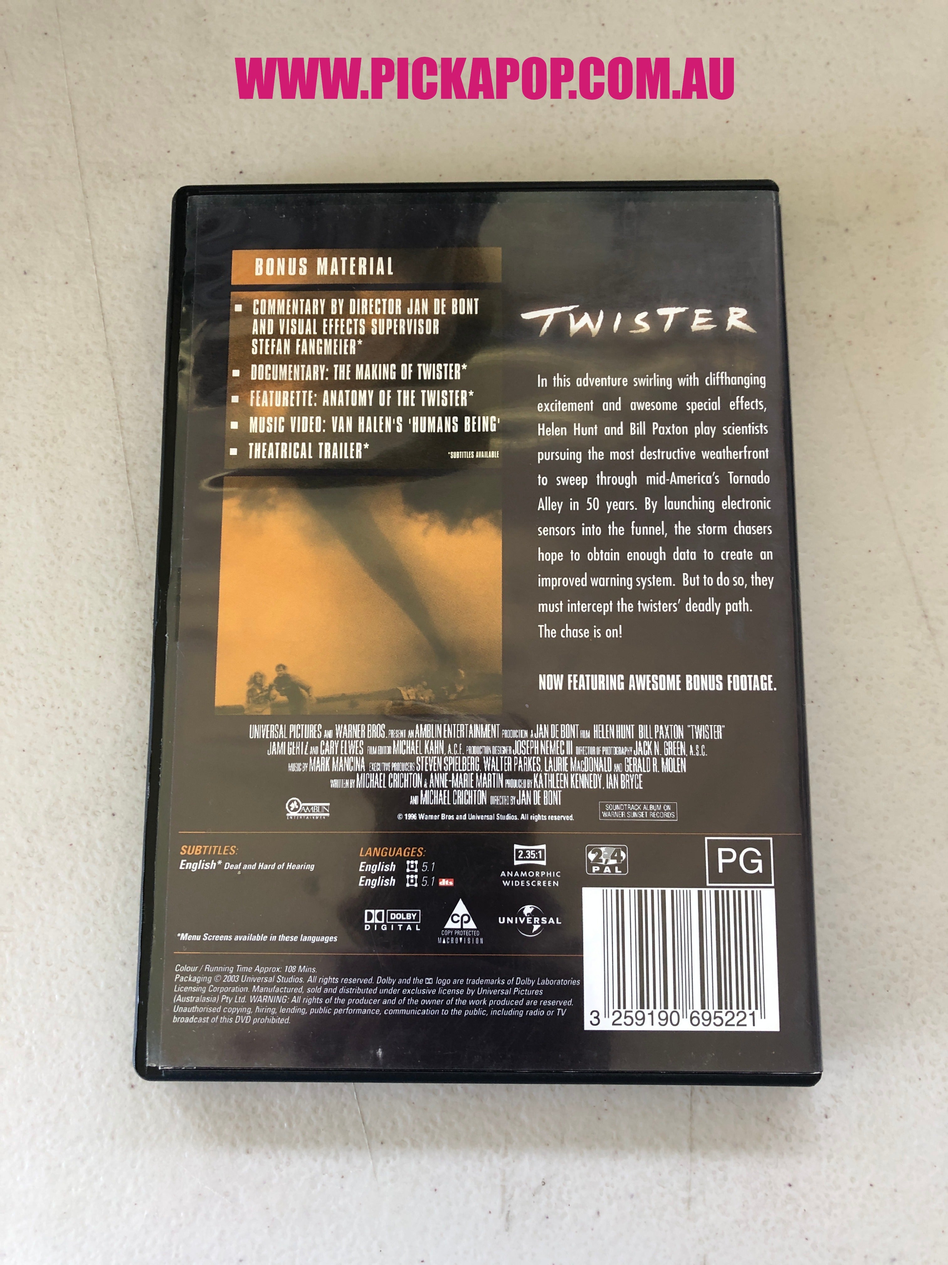 TWISTER - PAL Region 4 - DVD Cleaned and Tested
