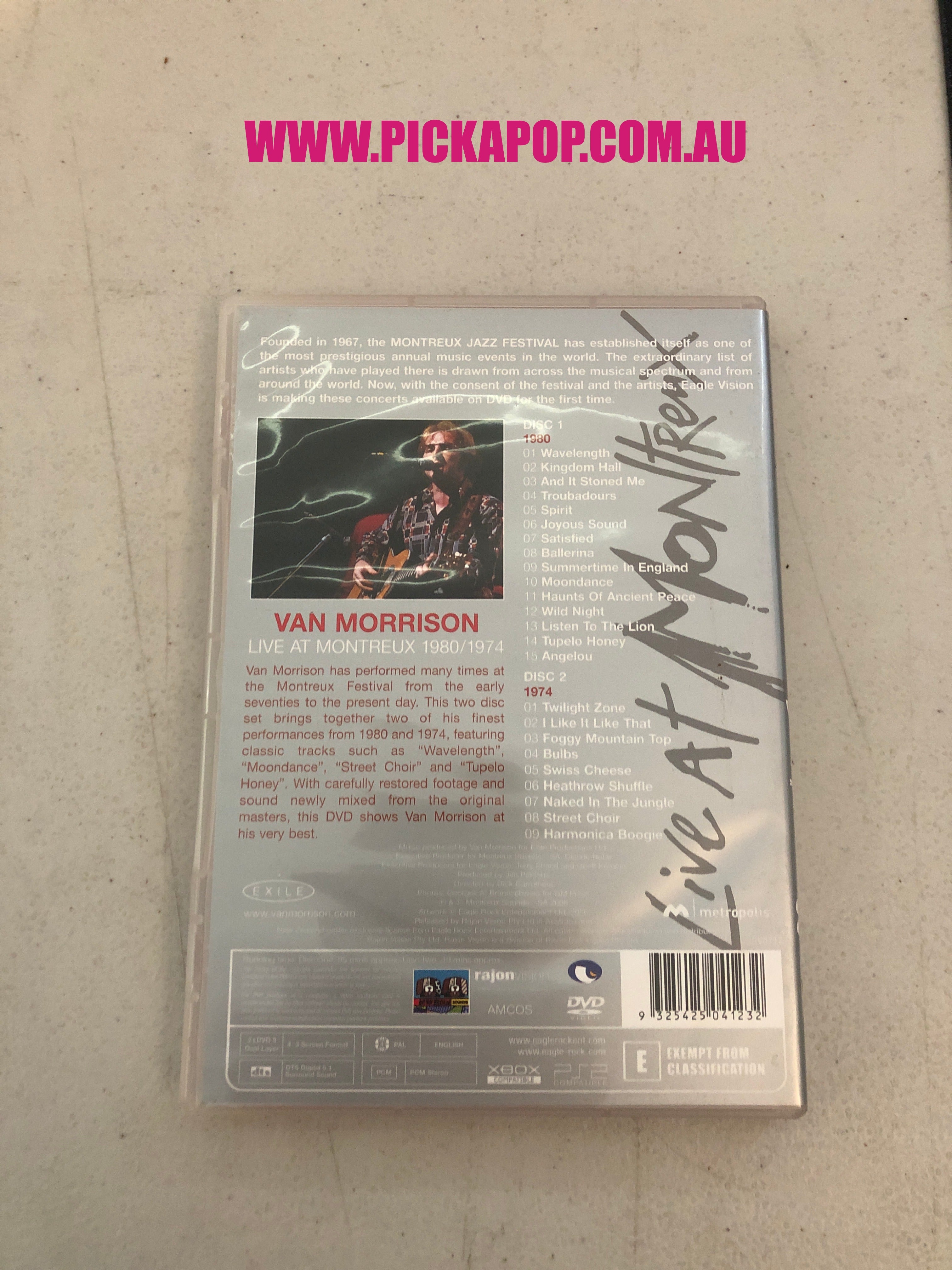 VAN MORRISON LIVE AT MONTEAX  2 DVD'S - PAL Region 4 - DVD Cleaned and Tested
