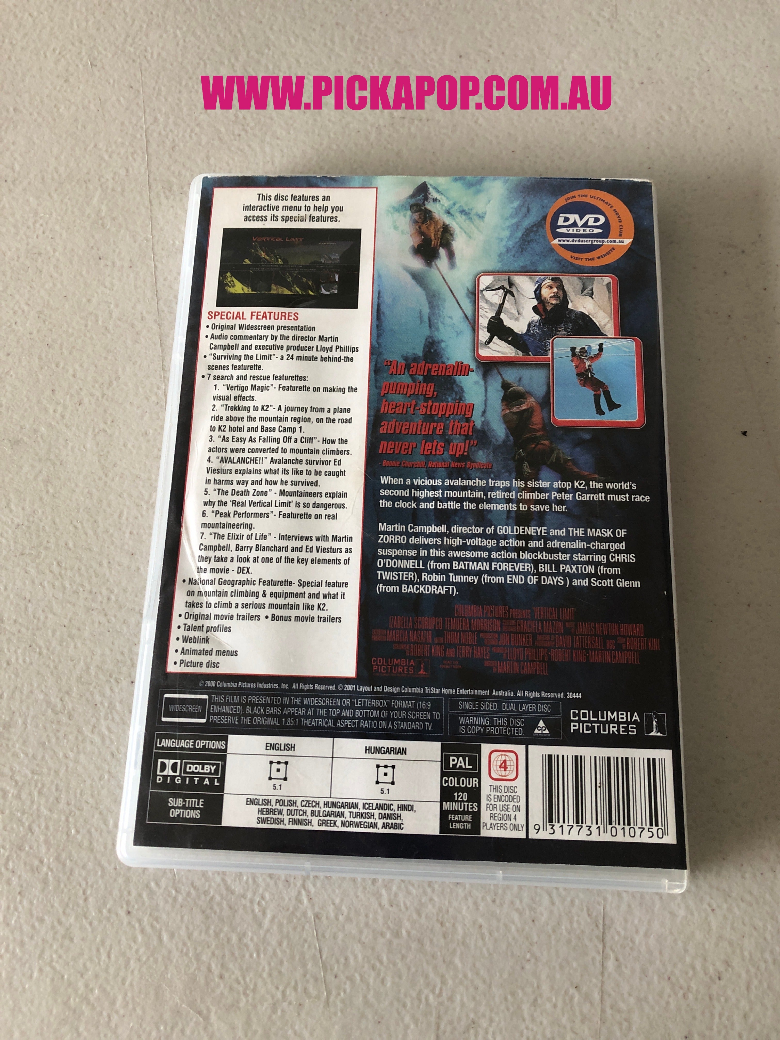 VERTICAL LIMIT - PAL Region 4 - DVD Cleaned and Tested