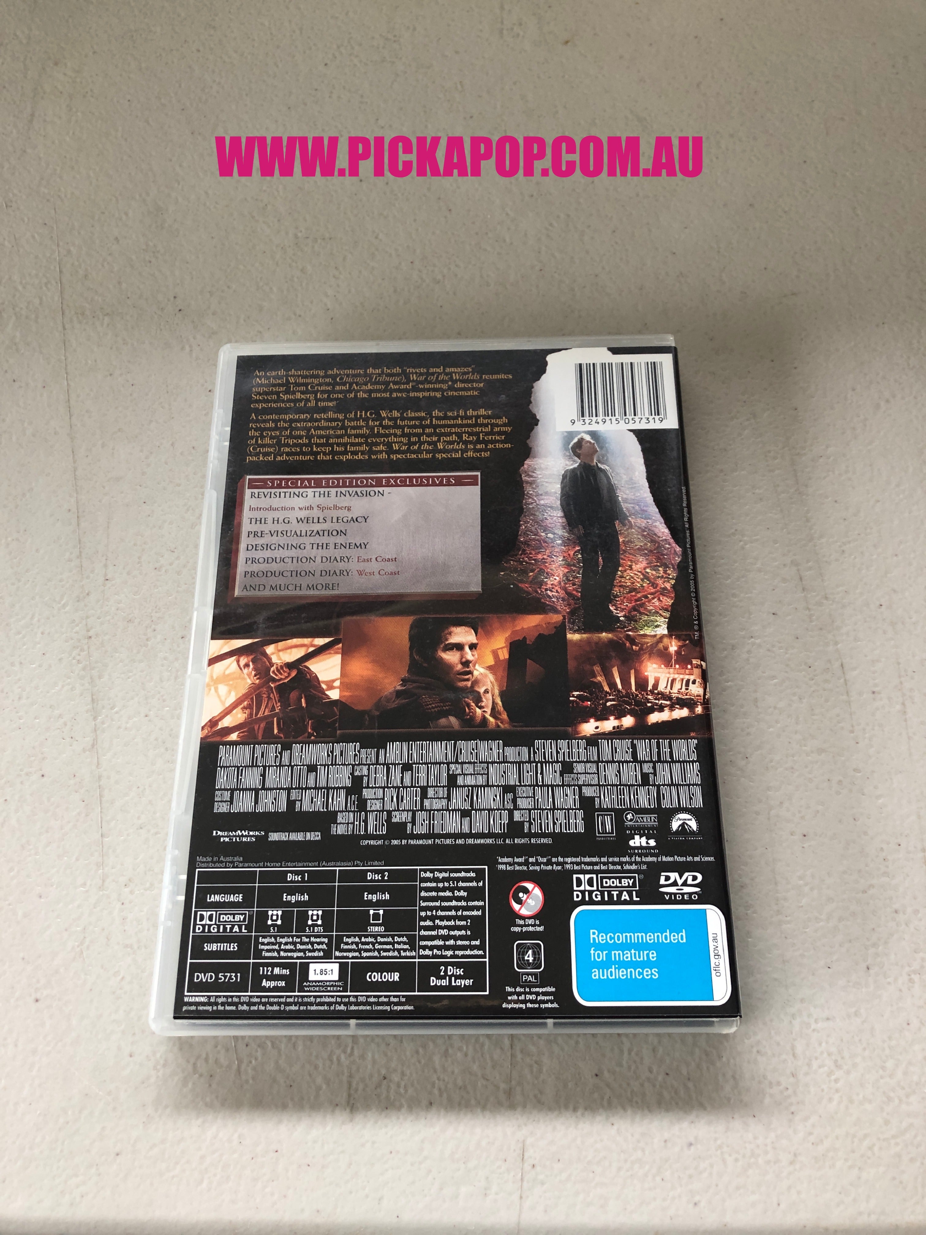 WAR OF THE WORLDS - PAL Region 4 - DVD Cleaned and Tested