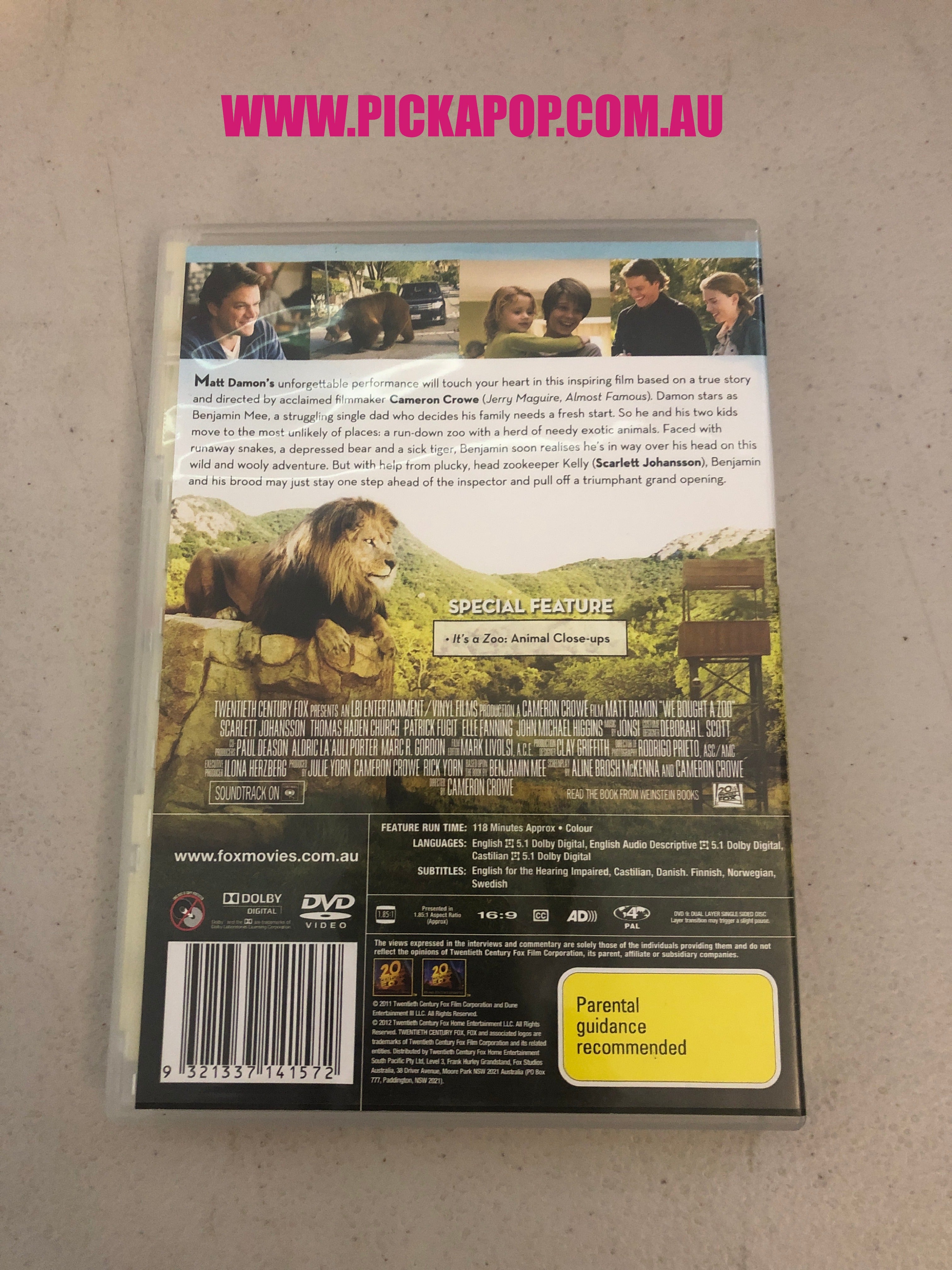 WE BROUGHT A ZOO - PAL Region 4 - DVD Cleaned and Tested