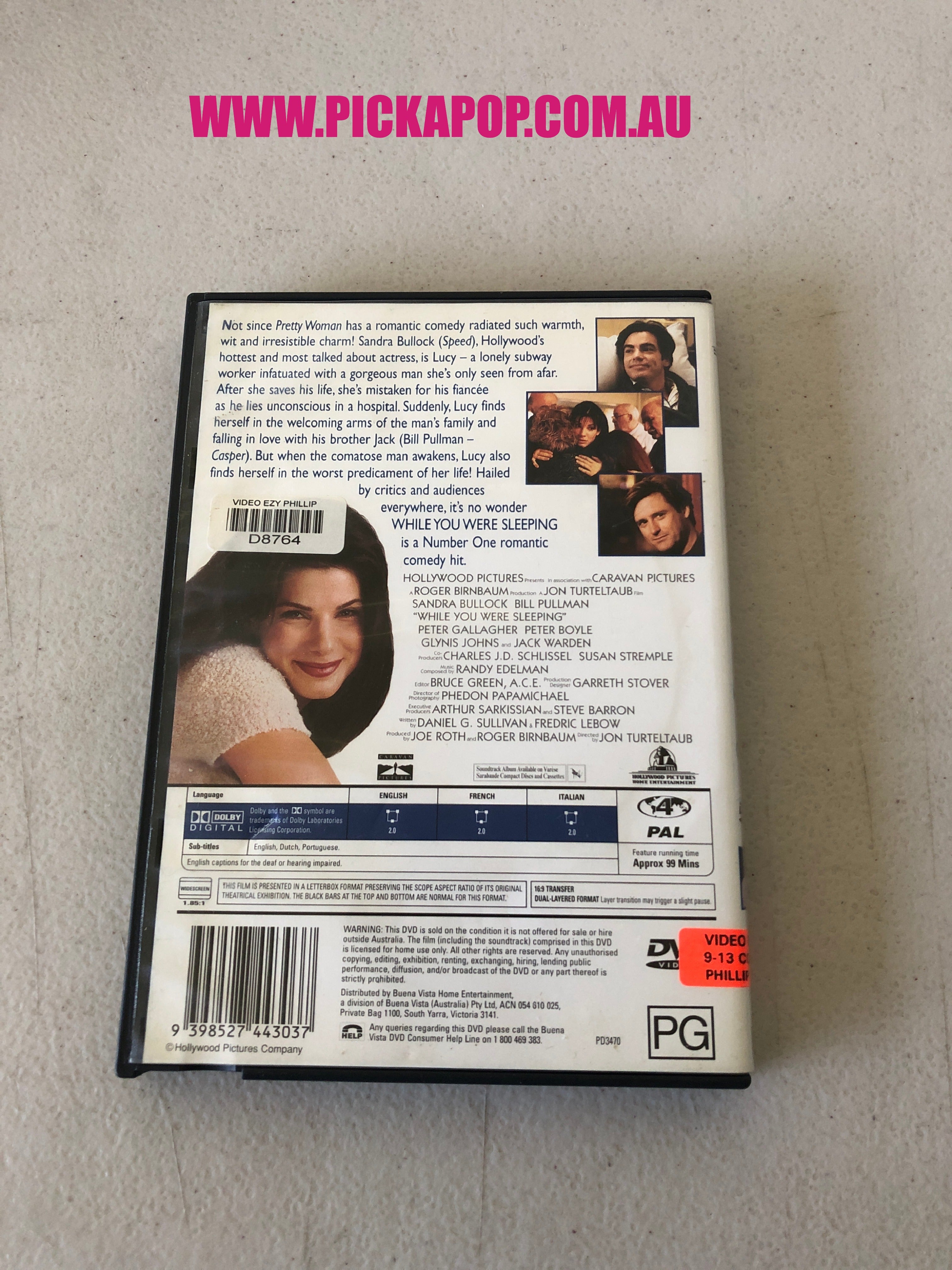 WHILE YOU WERE SLEEPING - PAL Region 4 - DVD Cleaned and Tested