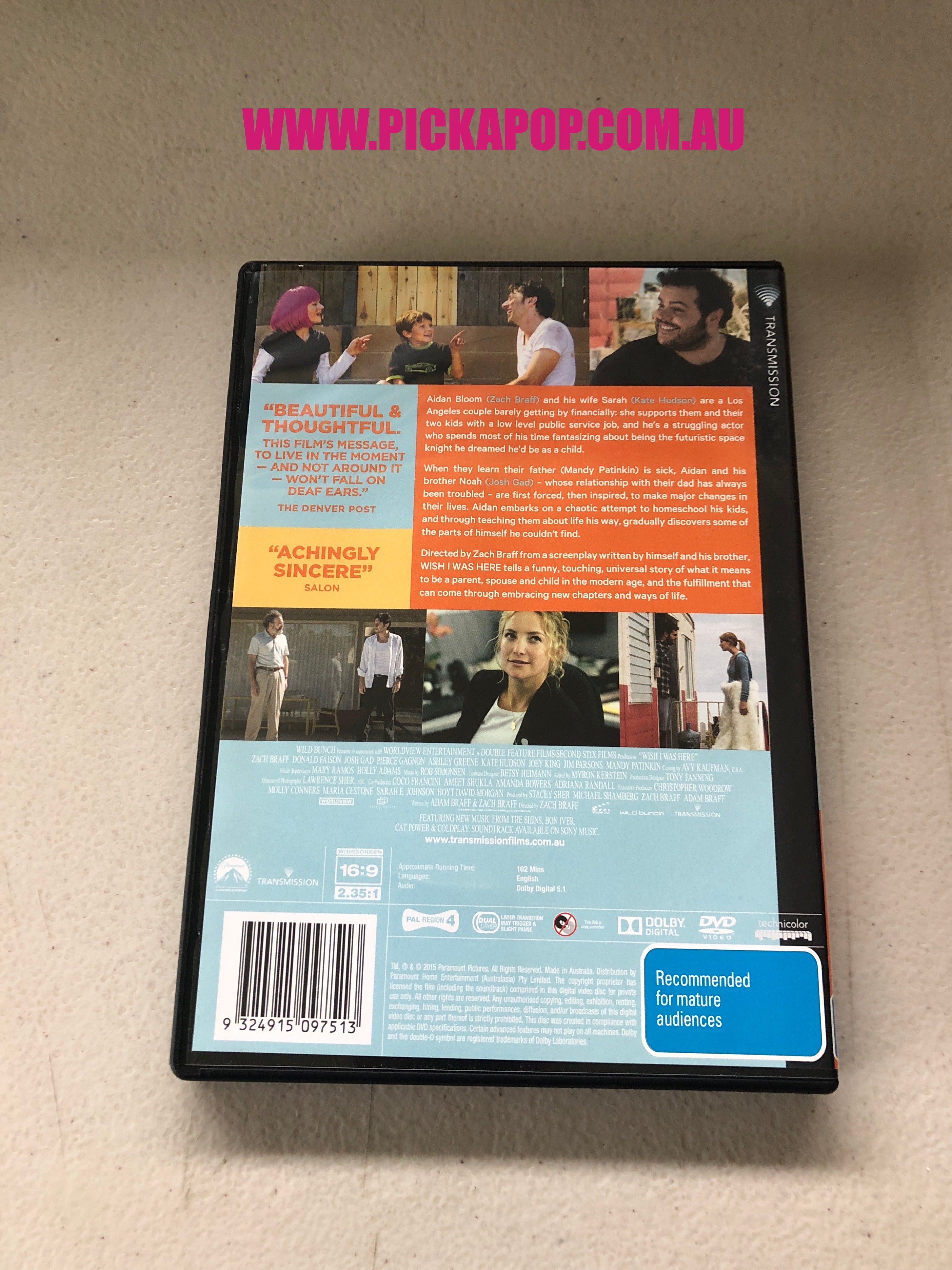 WISH I WAS HERE - PAL Region 4 - DVD Cleaned and Tested