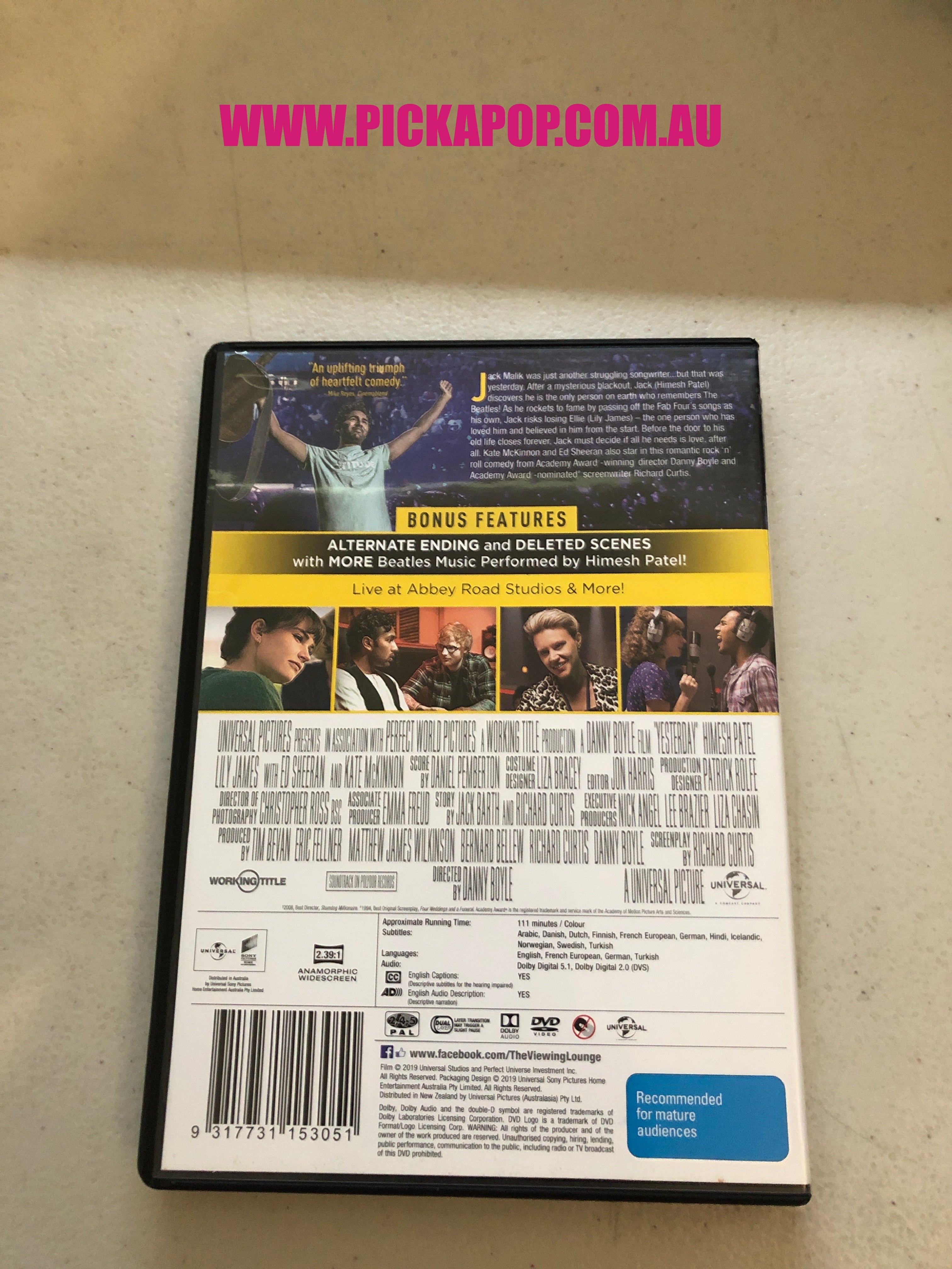 YESTERDAY - PAL Region 4 - DVD Cleaned and Tested